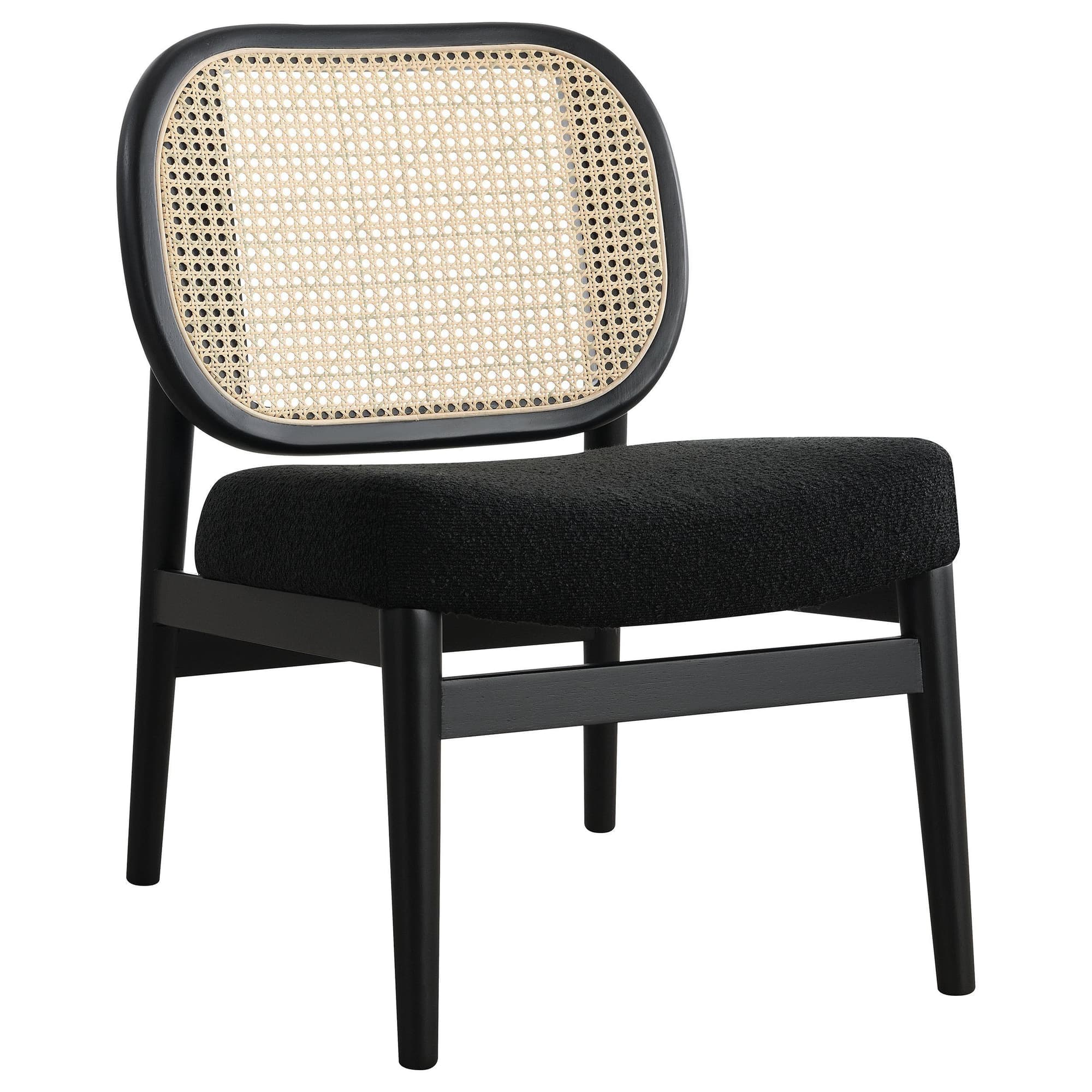 Rayo Rattan Cane Back Accent Chair with Padded Seat Black - Image 1