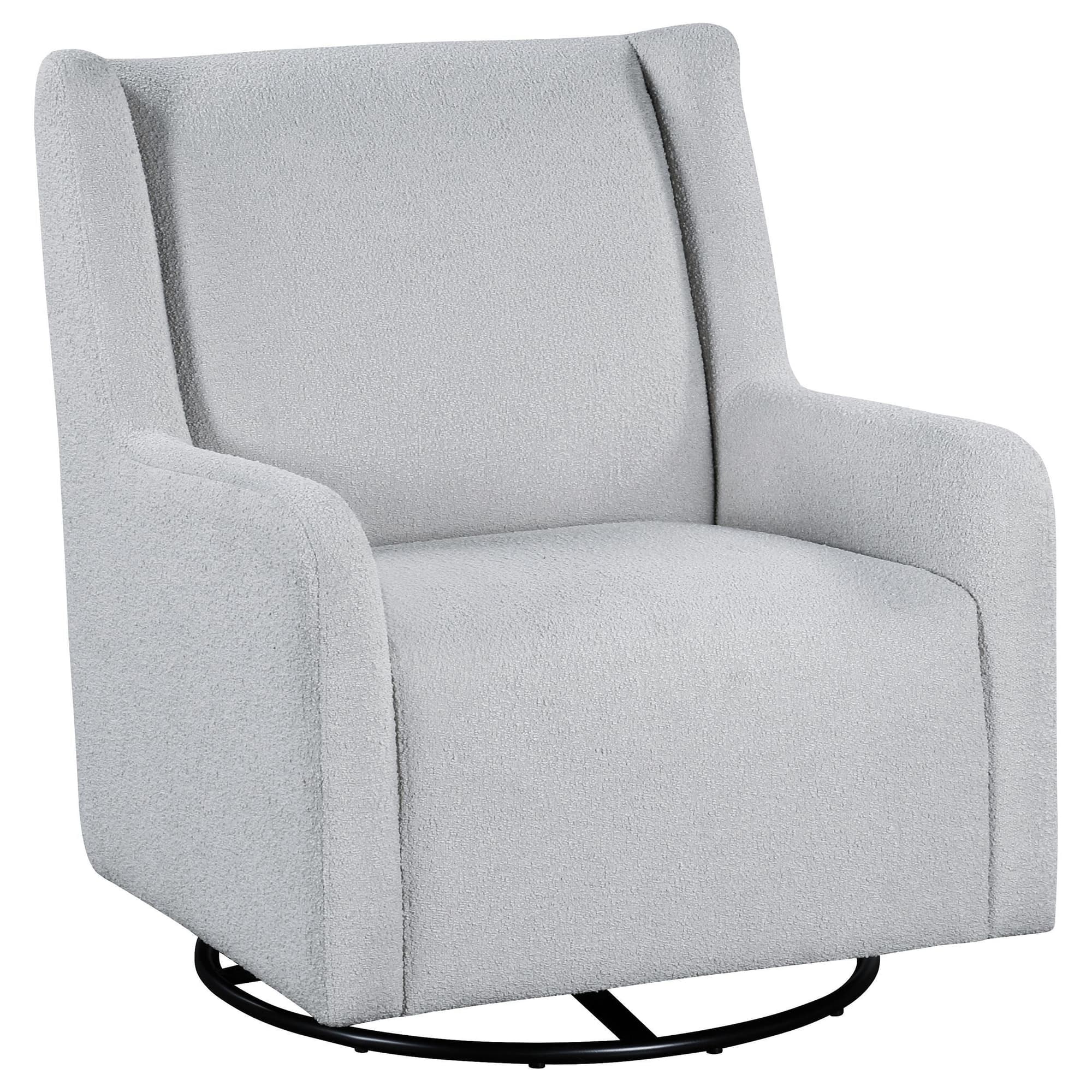 Serra Boucle Upholstered Swivel Glider Recliner Dove Grey - Image 1