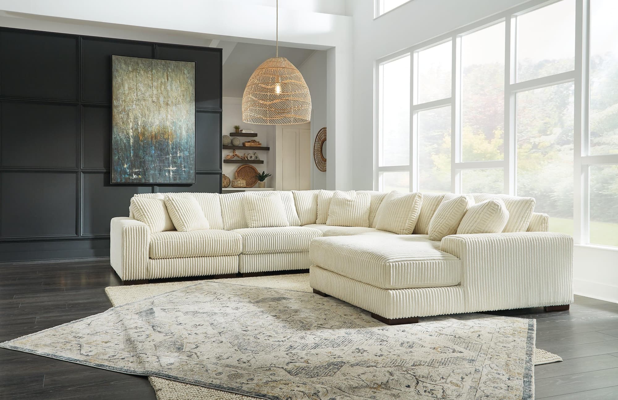 Lindyn Ivory 5-Piece Sectional With Chaise - Image 1