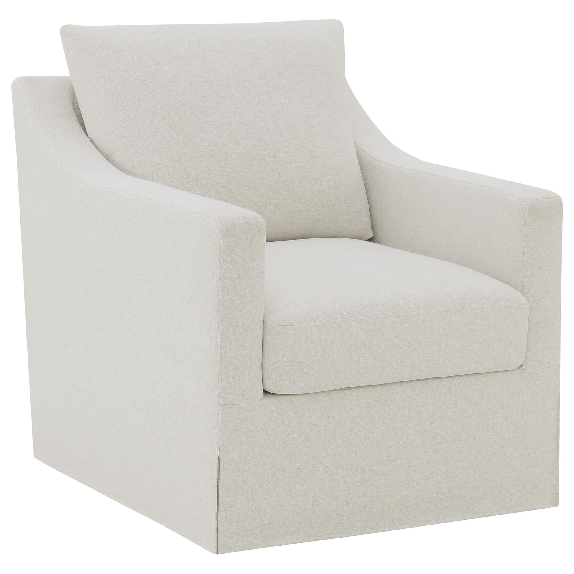 Winter Upholstered Sloped Arm Accent Swivel Chair Beige - Image 1