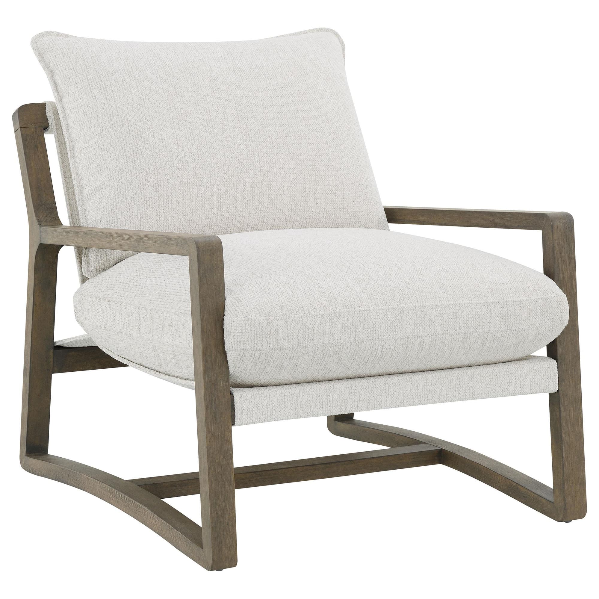 Geneva Boucle Upholstered Wood Arm Accent Chair Sand - Image 1