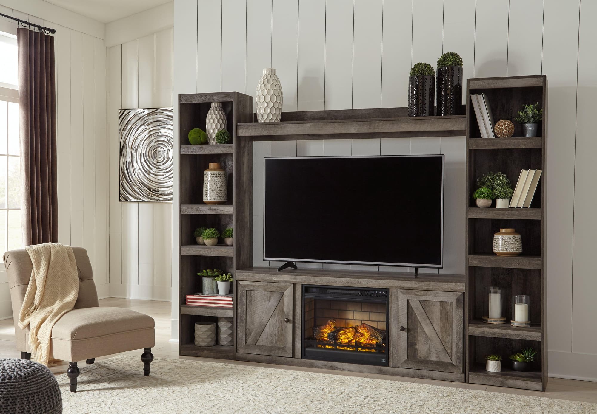 Wynnlow Gray 4-Piece Entertainment Center With Electric Fireplace - Image 1
