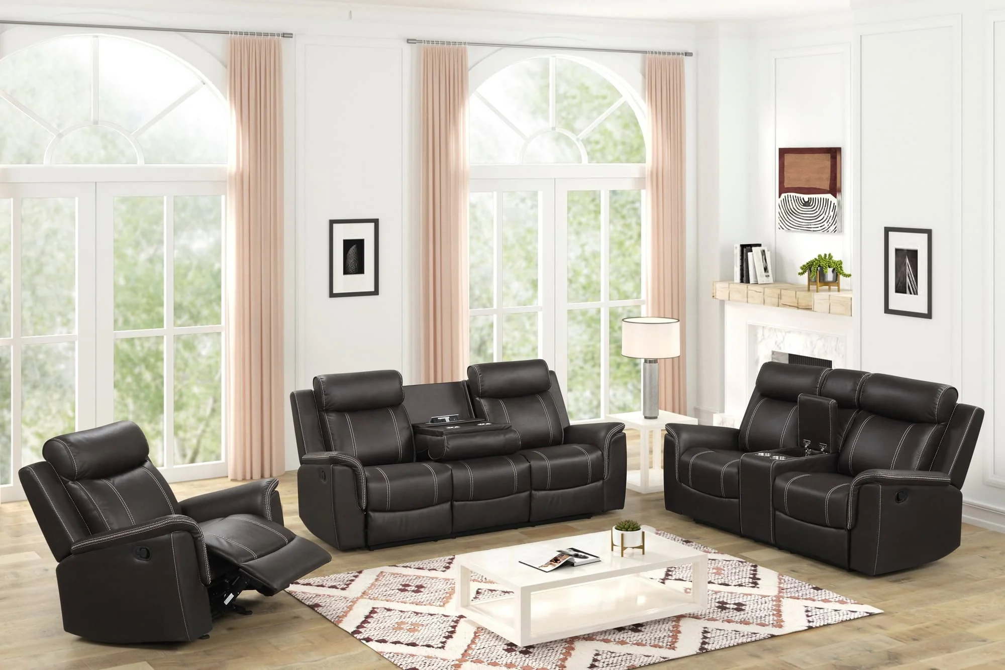 Sofia Espresso 3-Piece Reclining Set