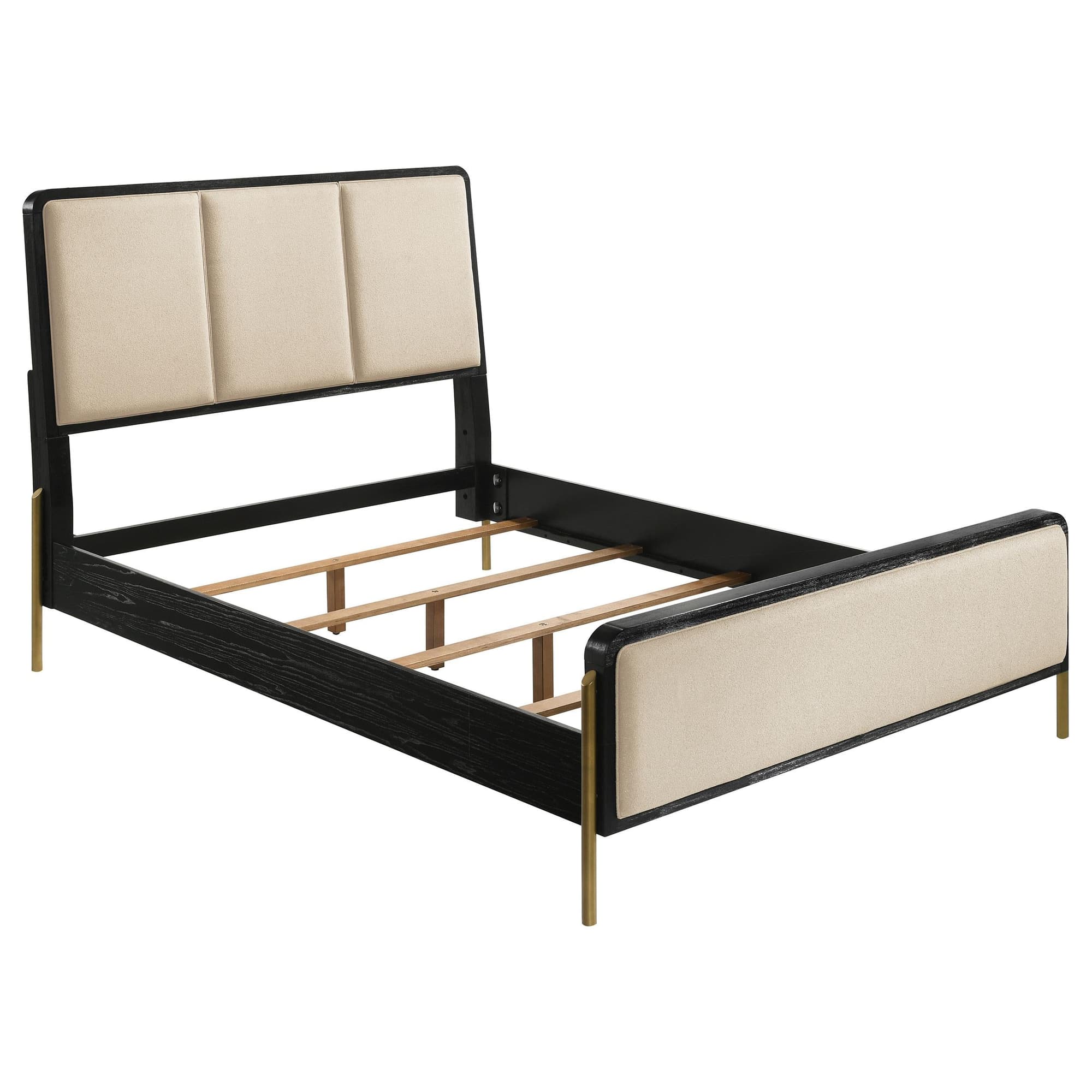 Arini 56-inch Queen Panel Bed Cream and Black - Image 1