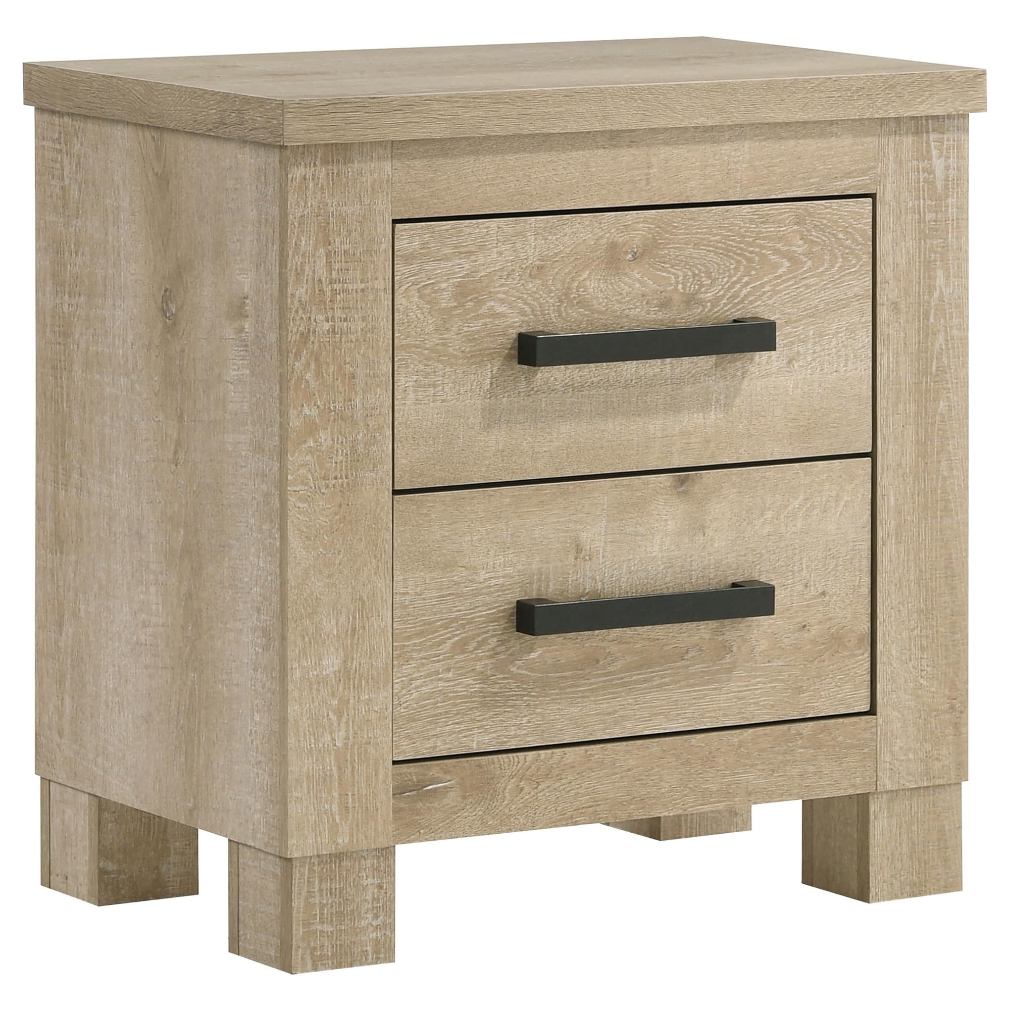 Oakglen 2-drawer Nightstand Bedside Table Weathered Oak - Image 1