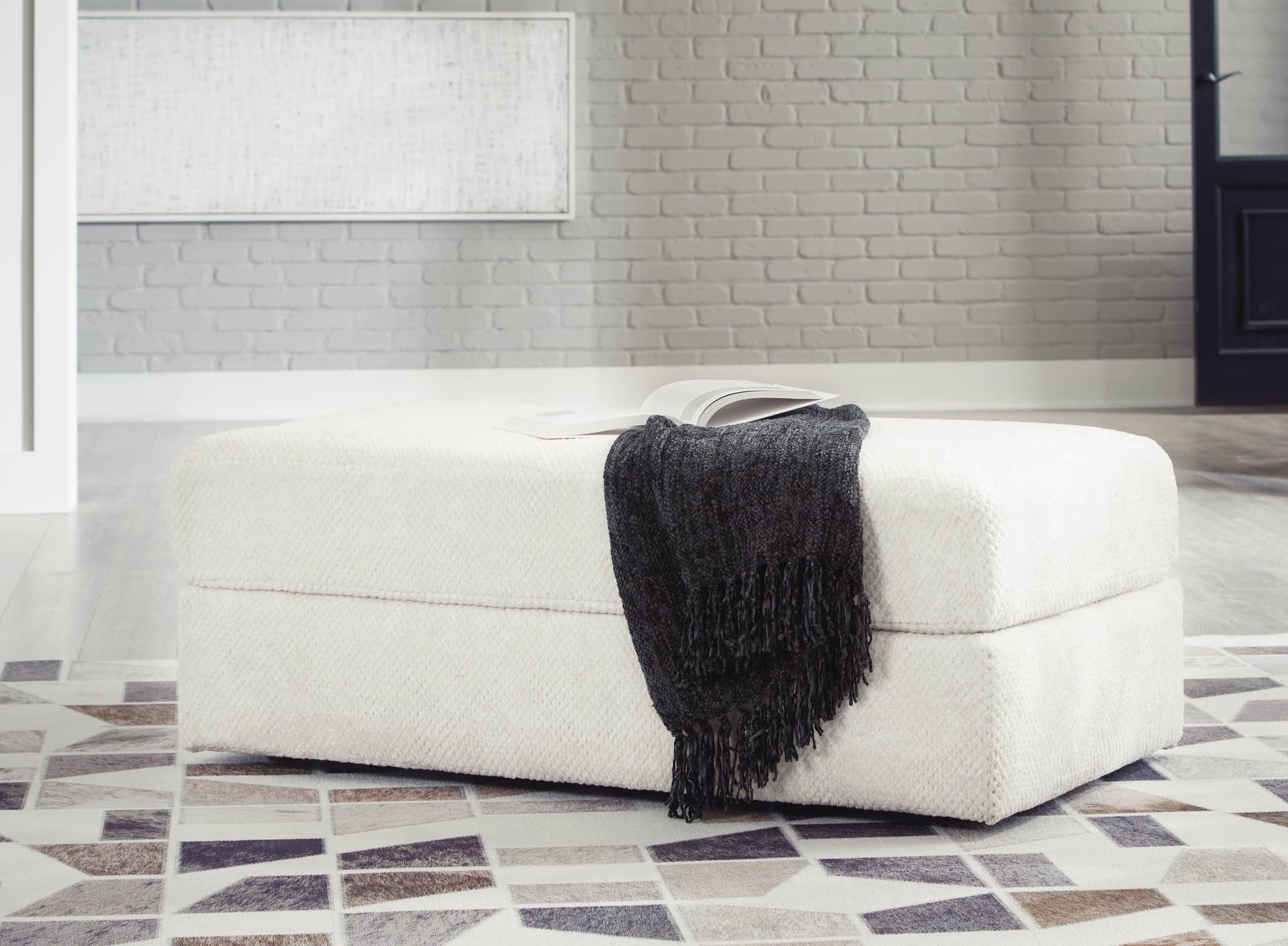 Karinne Linen Velvet Oversized Accent Ottoman - Image 1