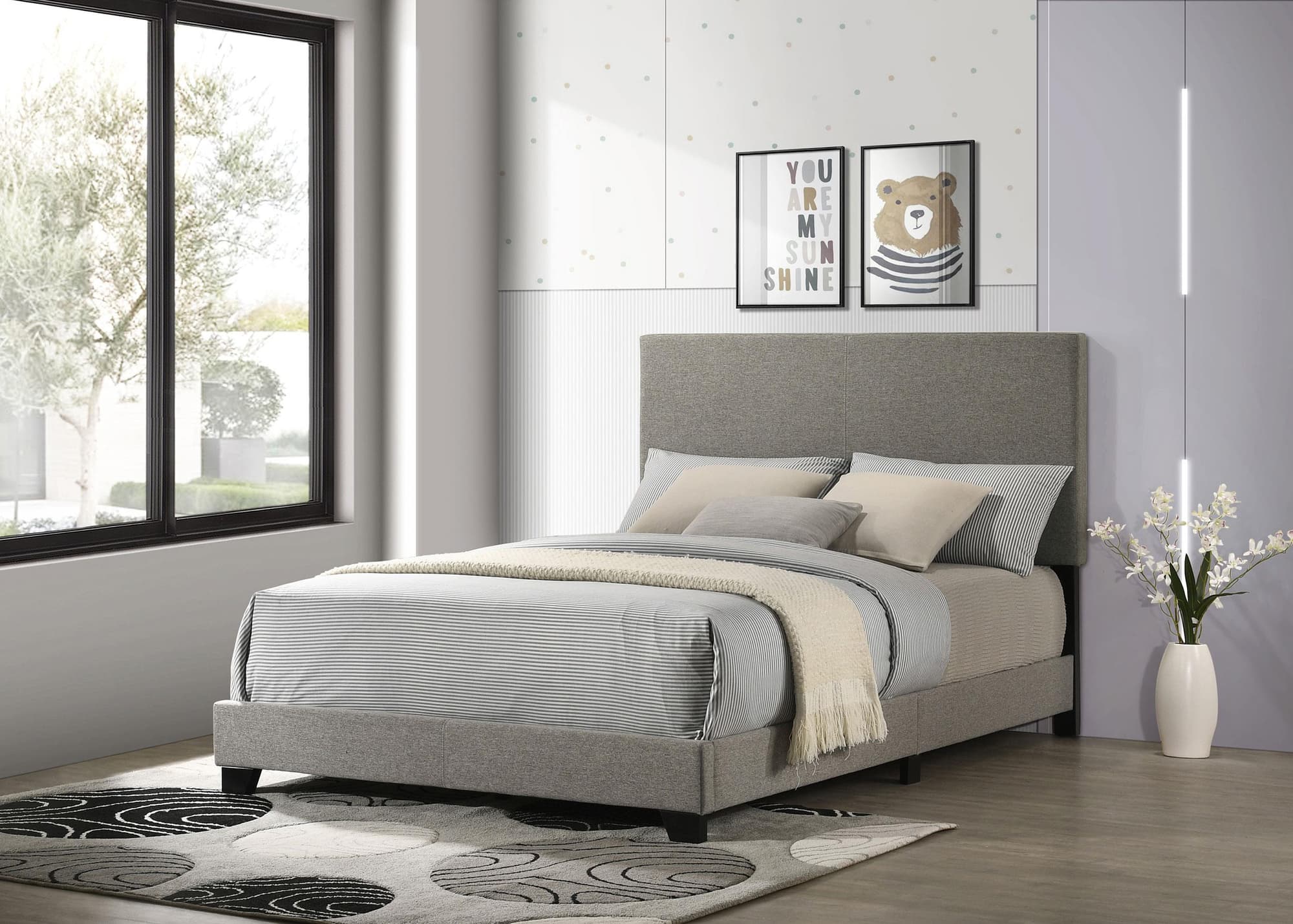 Dorian Fabric Upholstered Full Panel Bed Taupe - Image 1