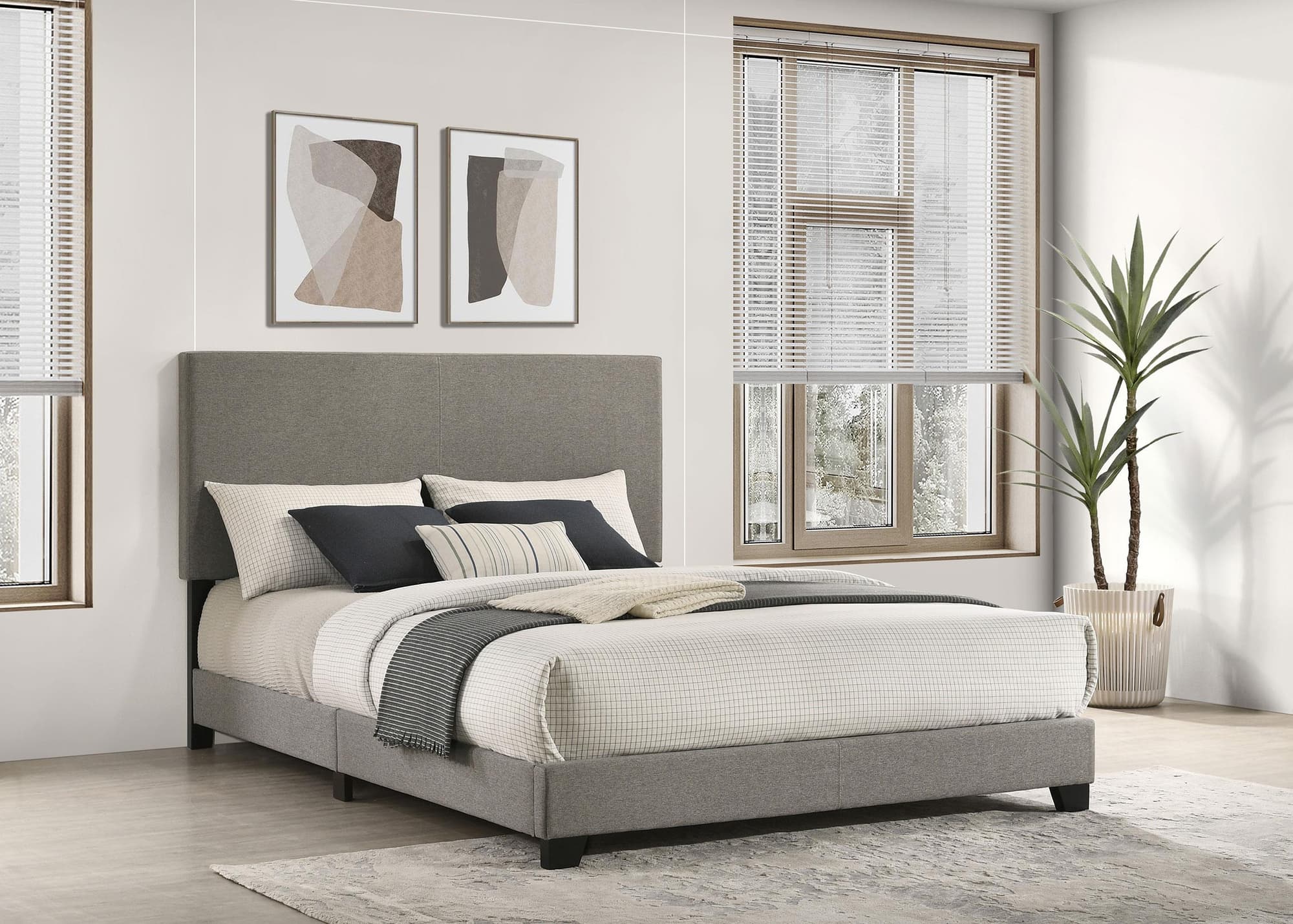 Dorian Fabric Upholstered Queen Panel Bed Taupe - Image 1