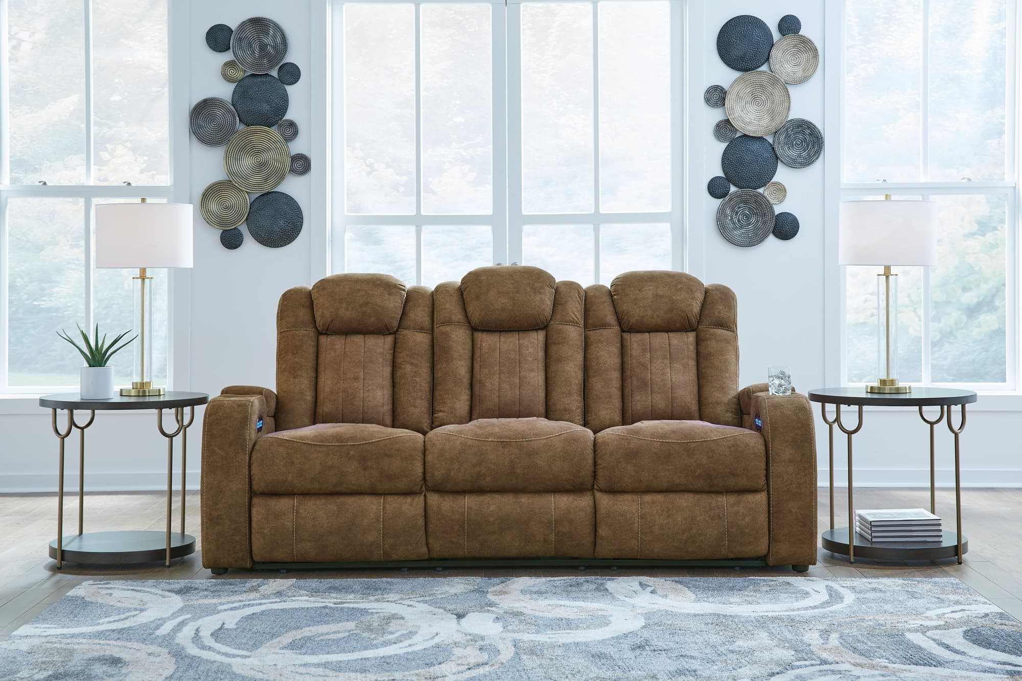 Wolfridge Brindle Faux Leather Power Reclining Sofa - Image 1