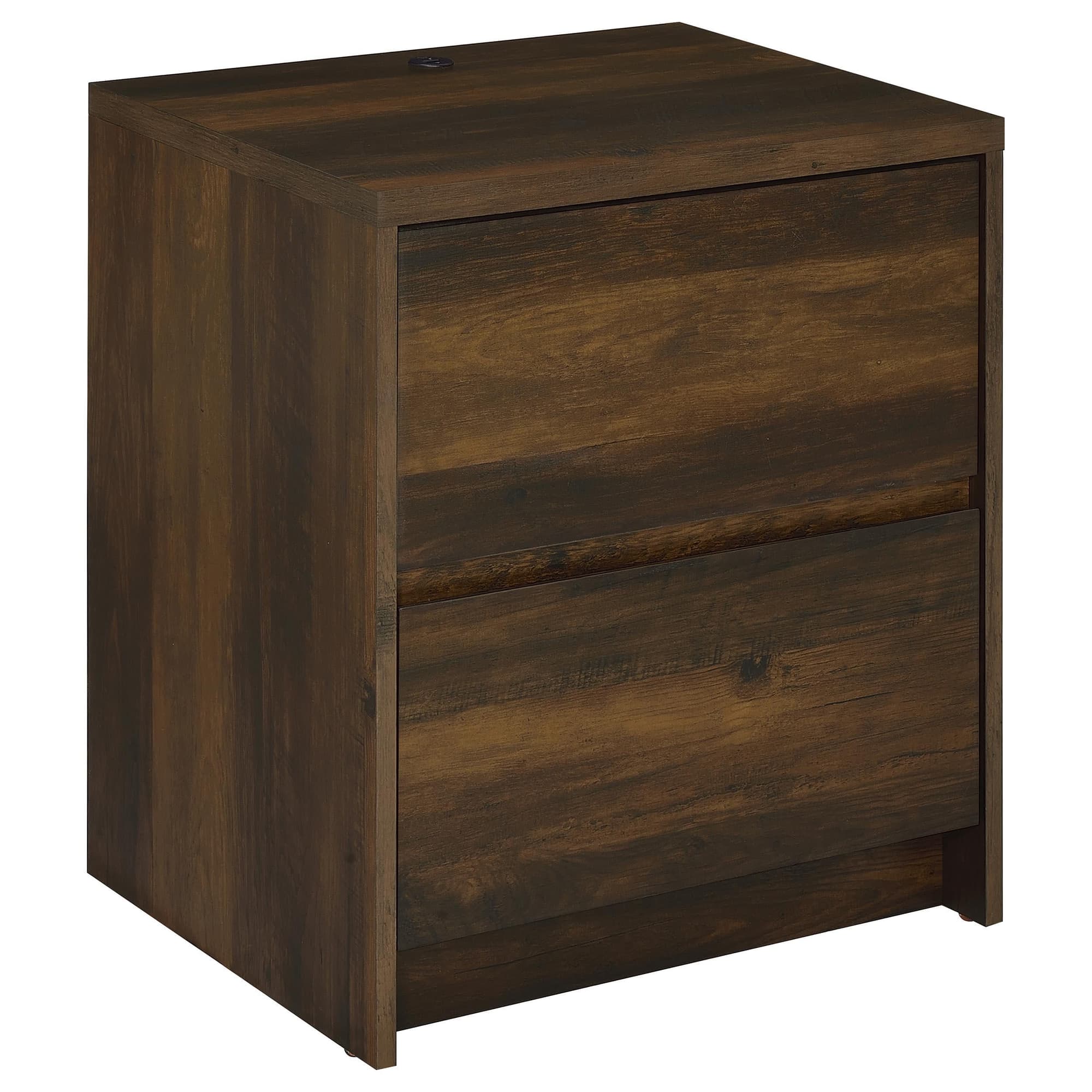 Westpark 2-drawer Nightstand LED Lights and USB Dark Pine - Image 1