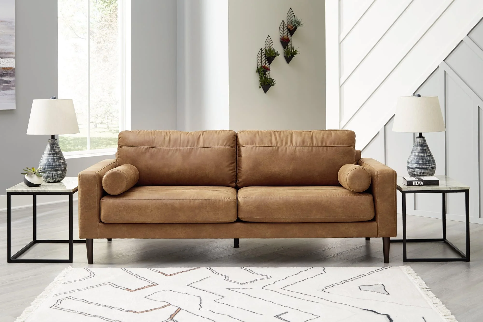 Telora Caramel Microfiber Sofa - Image 1