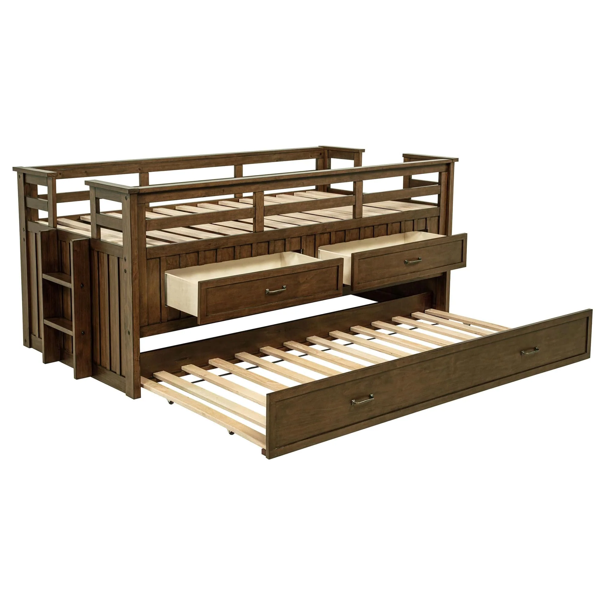 Carlsbad Wood Twin Captains Bed With Trundle Medium Brown - Image 1