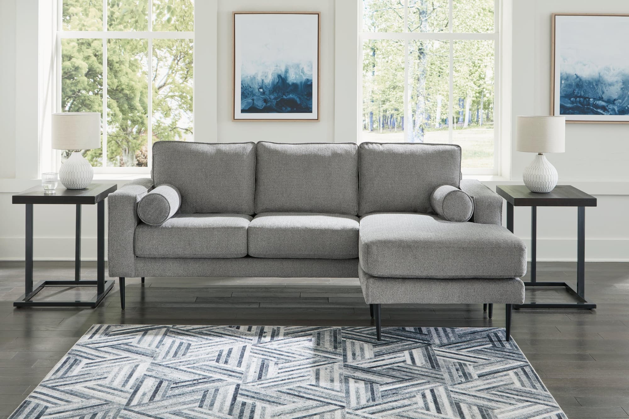 Hazela Charcoal Chenille Sofa Chaise
