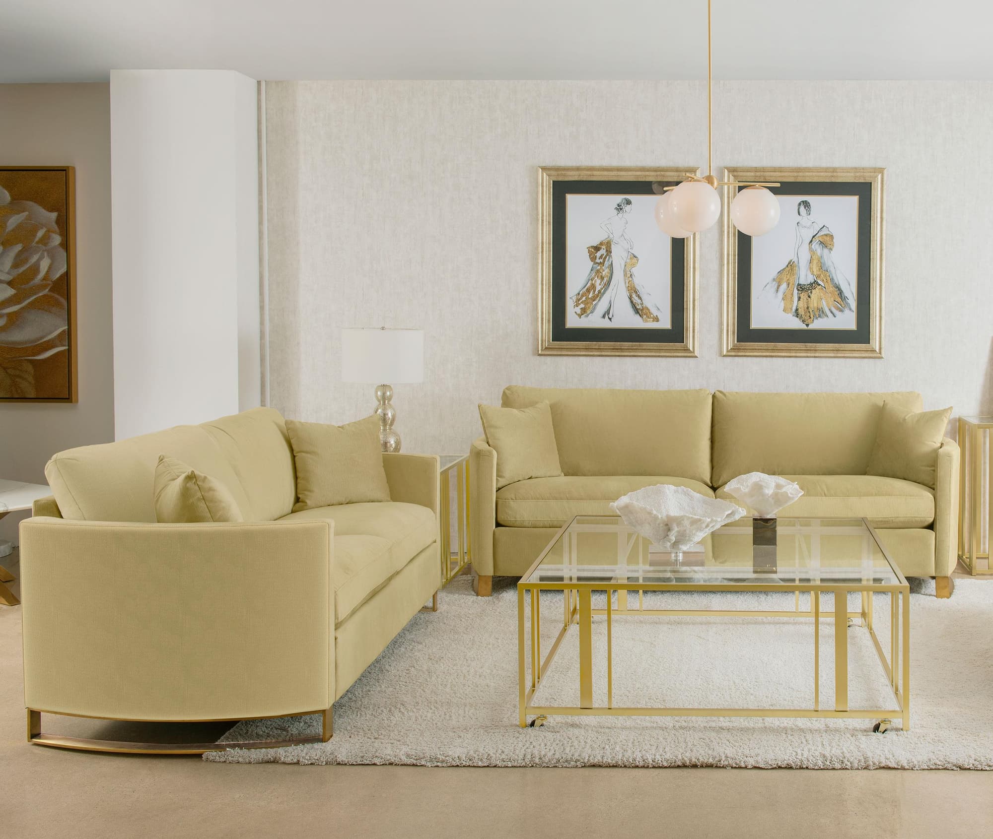 Corliss 2-piece Velvet Upholstered Sofa Set Camel - Image 1