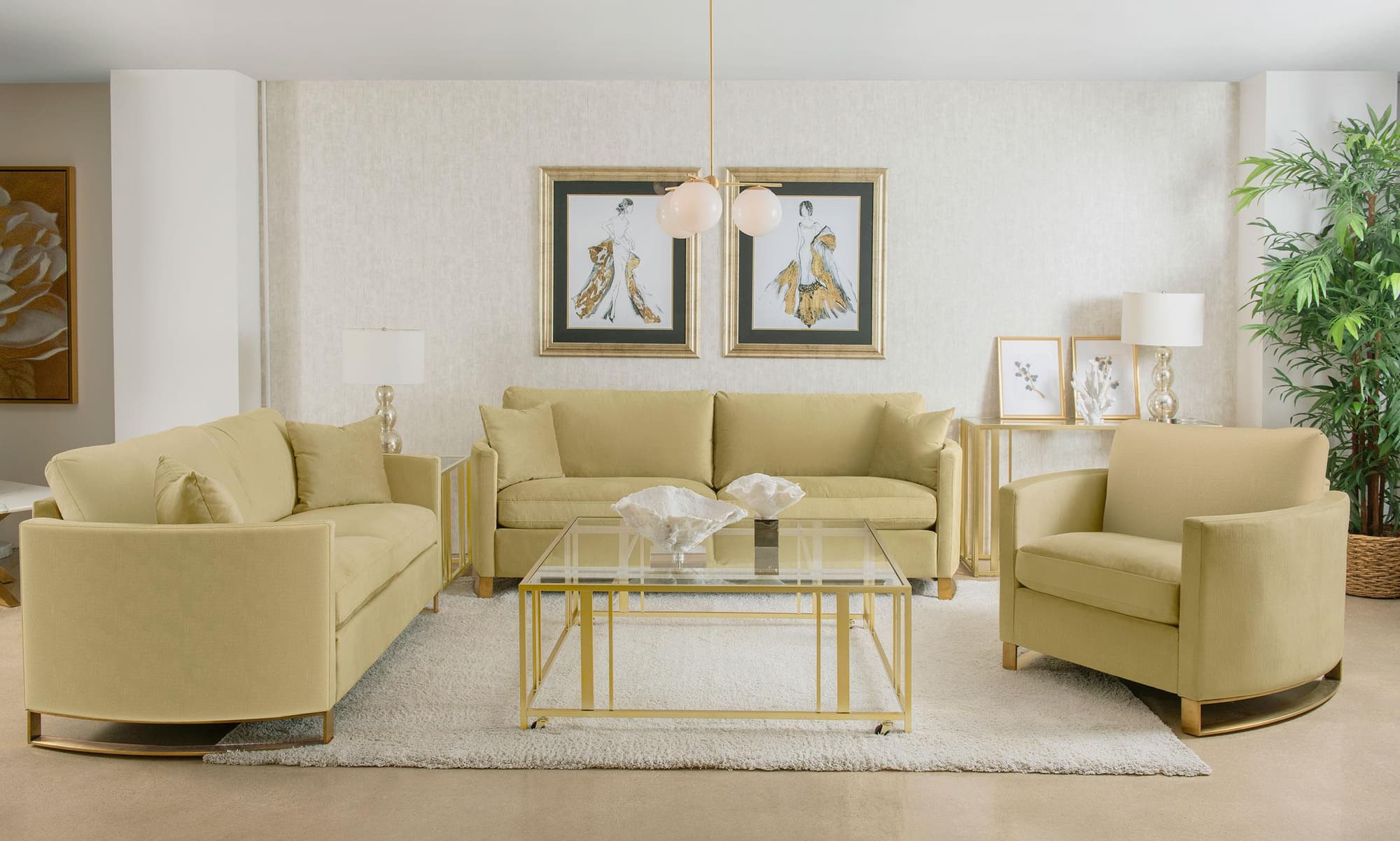 Corliss 3-piece Velvet Upholstered Sofa Set Camel - Image 1
