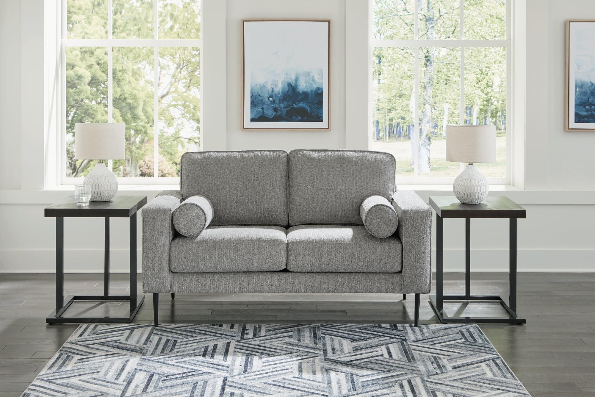 Hazela Charcoal Chenille Loveseat - Image 1