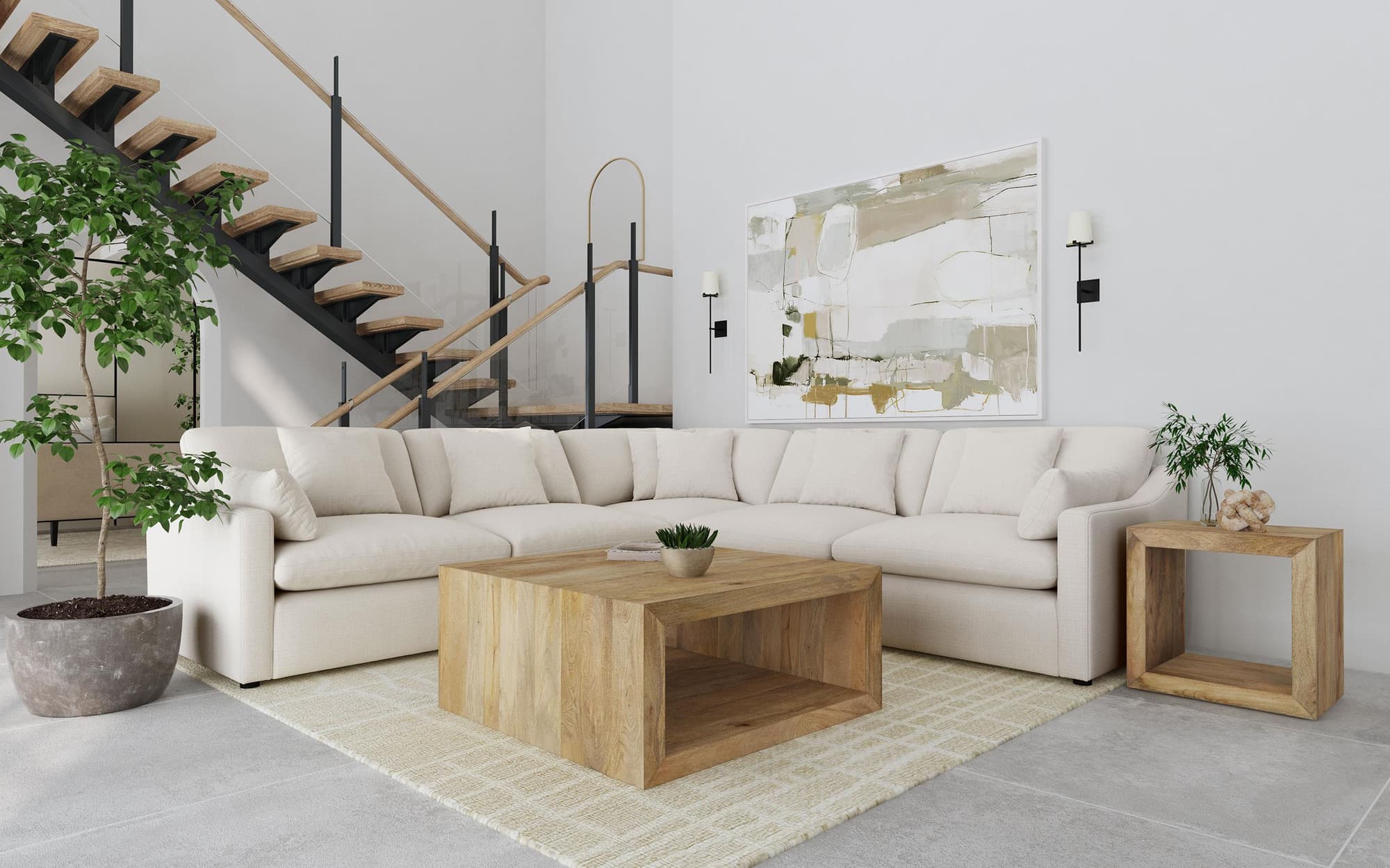 Hobson 5-piece Upholstered Modular Sectional Sofa Ivory - Image 1