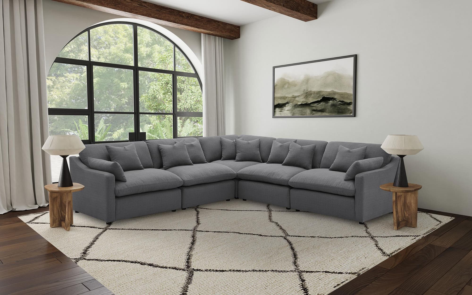 Hobson 5-piece Upholstered Modular Sectional Sofa Charcoal - Image 1