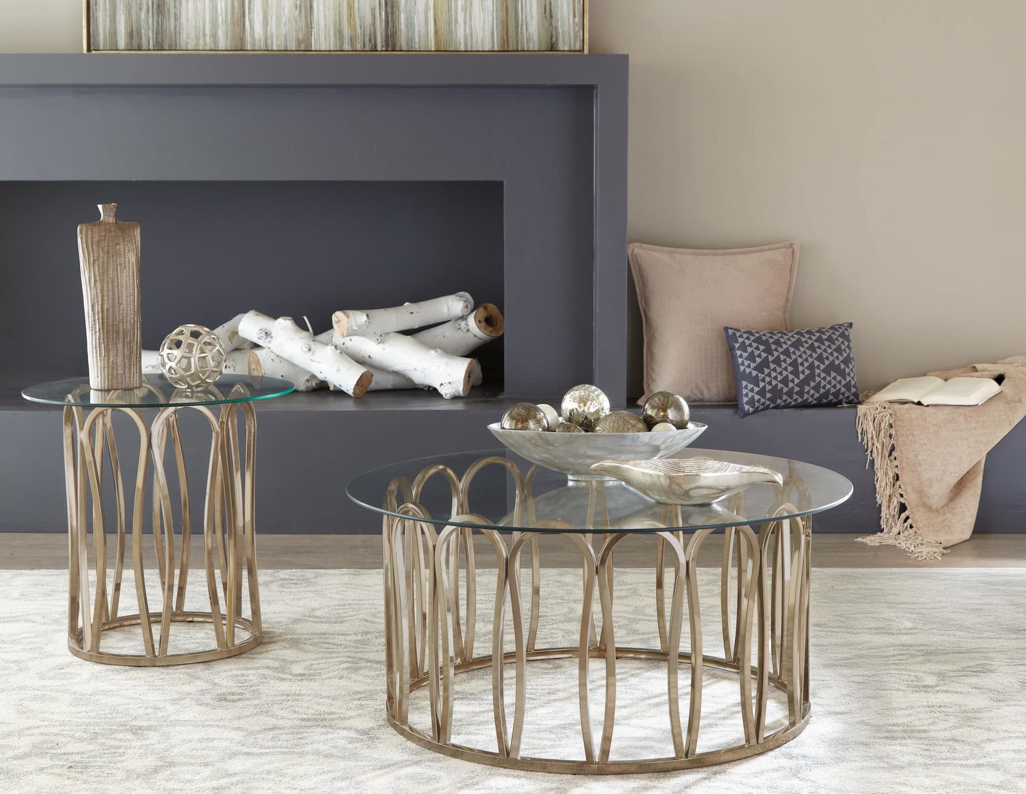 Monett 2-piece Coffee and End Table Set Chocolate Chrome - Image 1