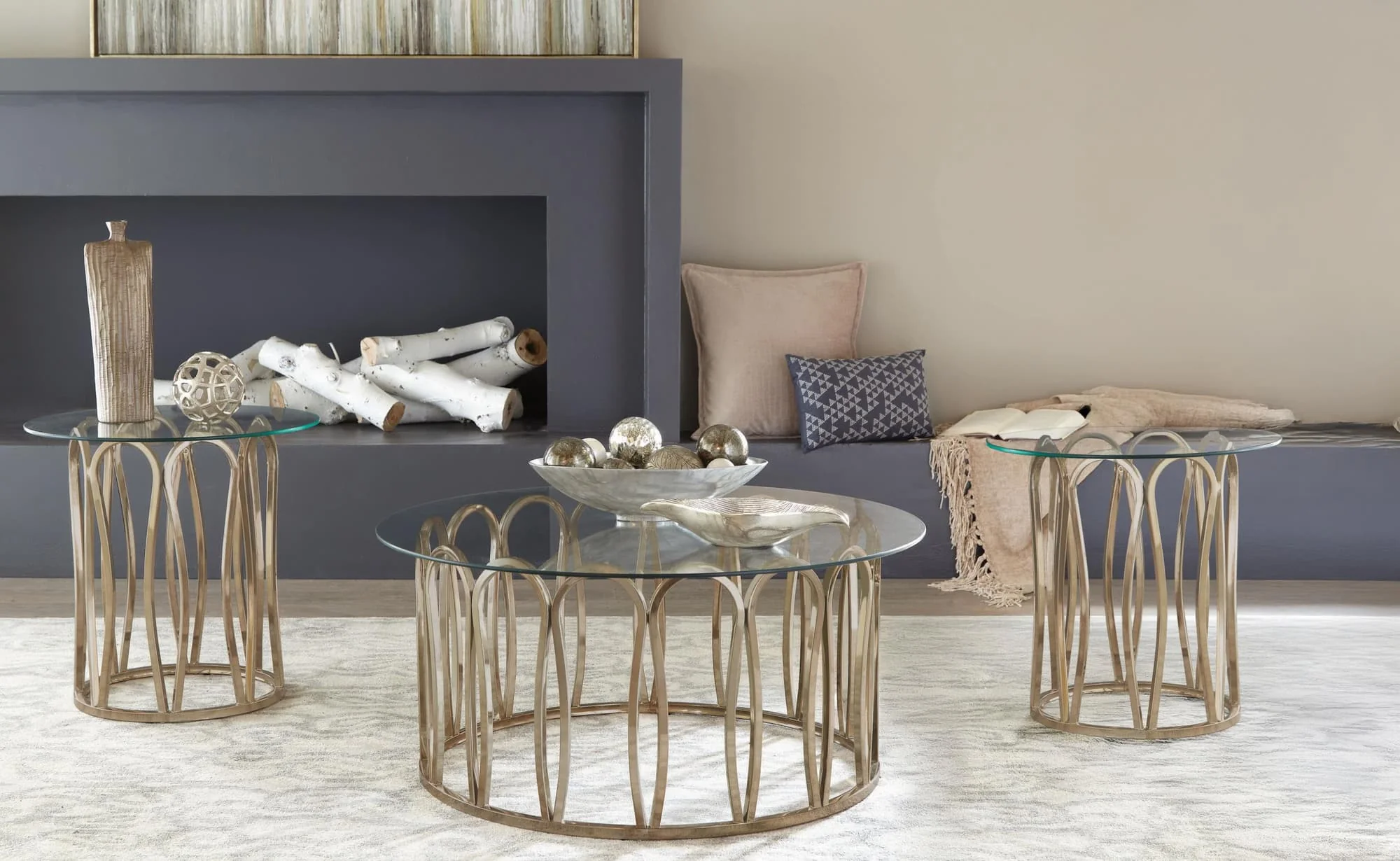 Monett 3-piece Coffee and End Table Set Chocolate Chrome - Image 1