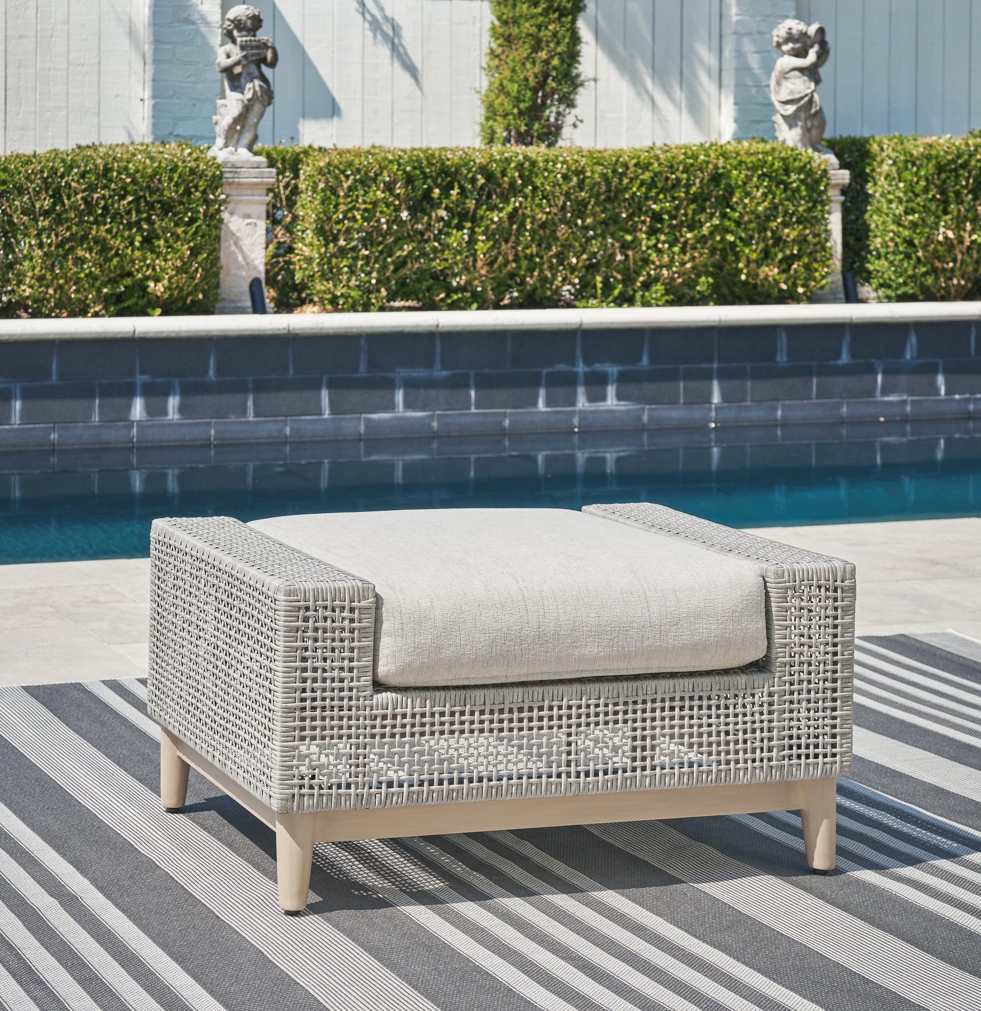 Seton Creek Gray Outdoor Ottoman With Cushion