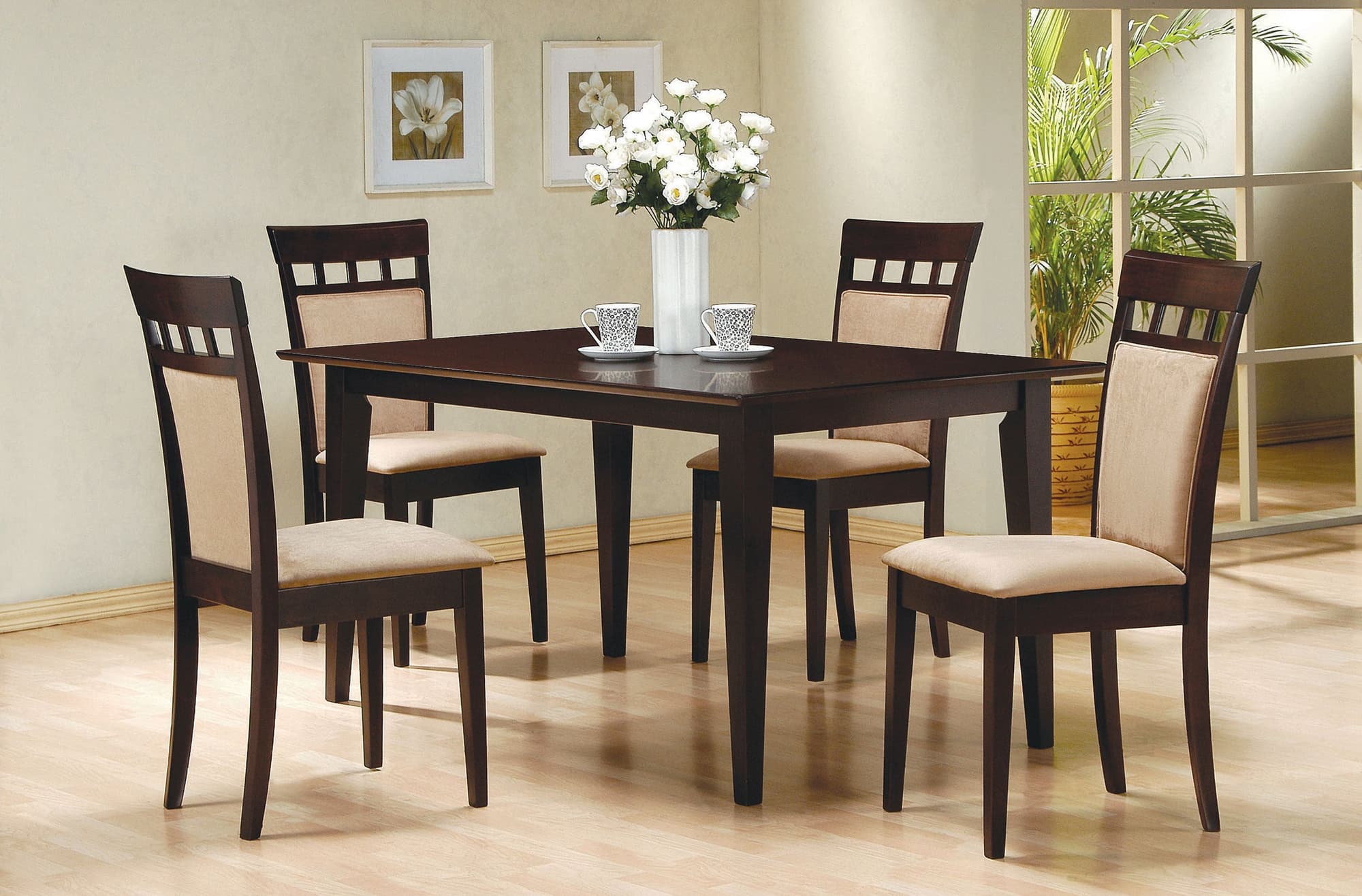 Gabriel Cappuccino Upholstered Back Rectangular 59-inch Dining Room Set - Image 1