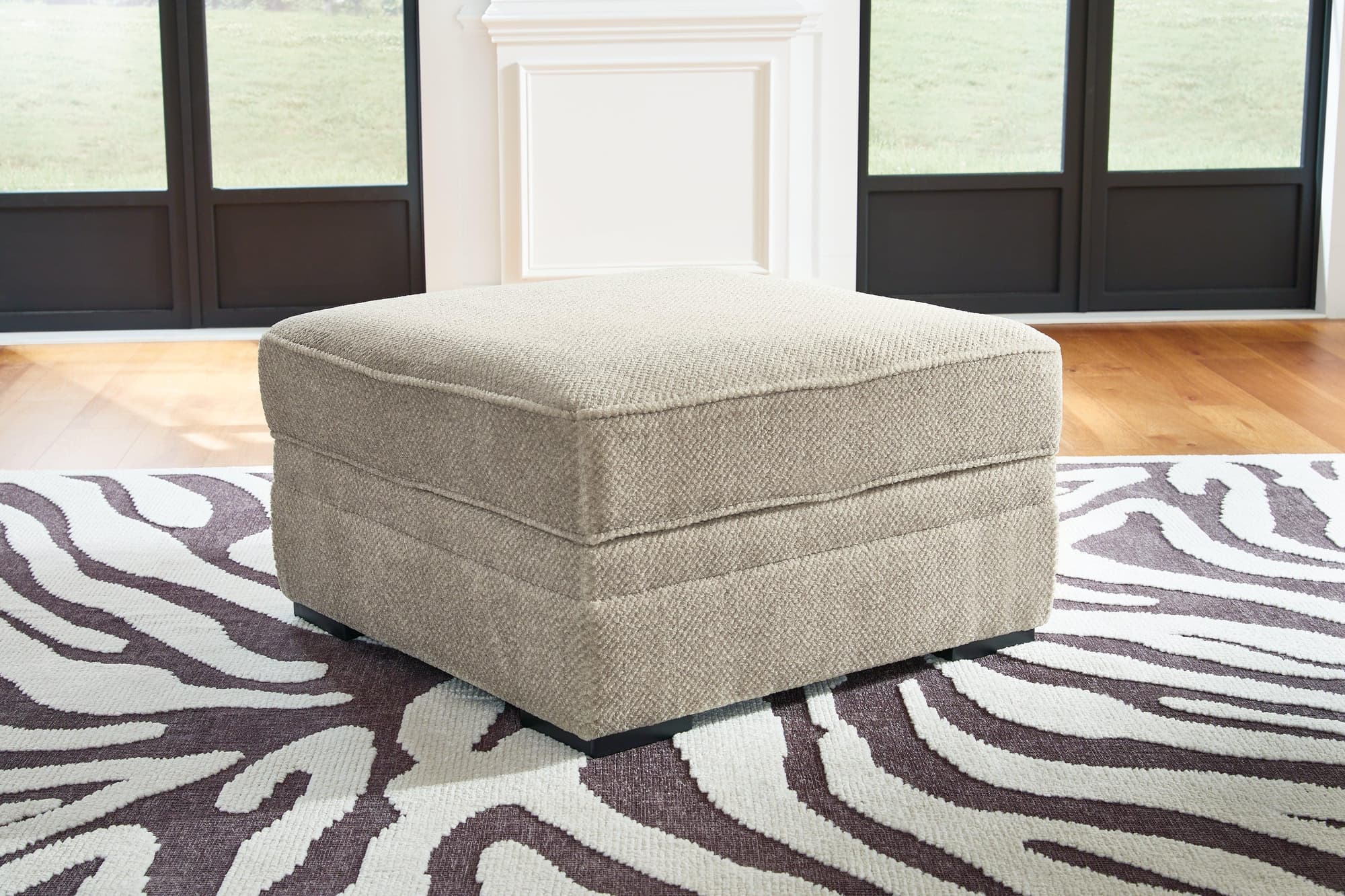 Calnita Sisal Velvet Ottoman With Storage - Image 1