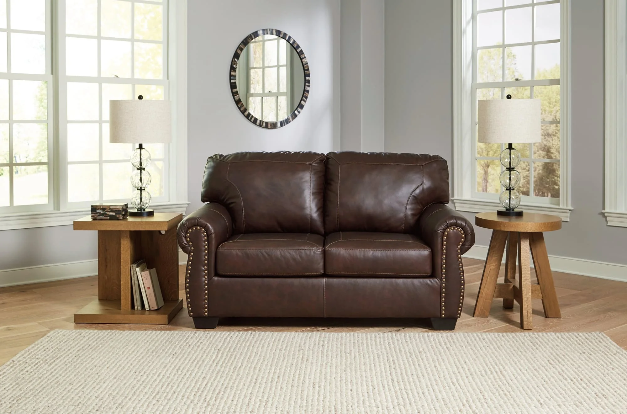 Colleton Dark Brown Leather Loveseat - Image 1