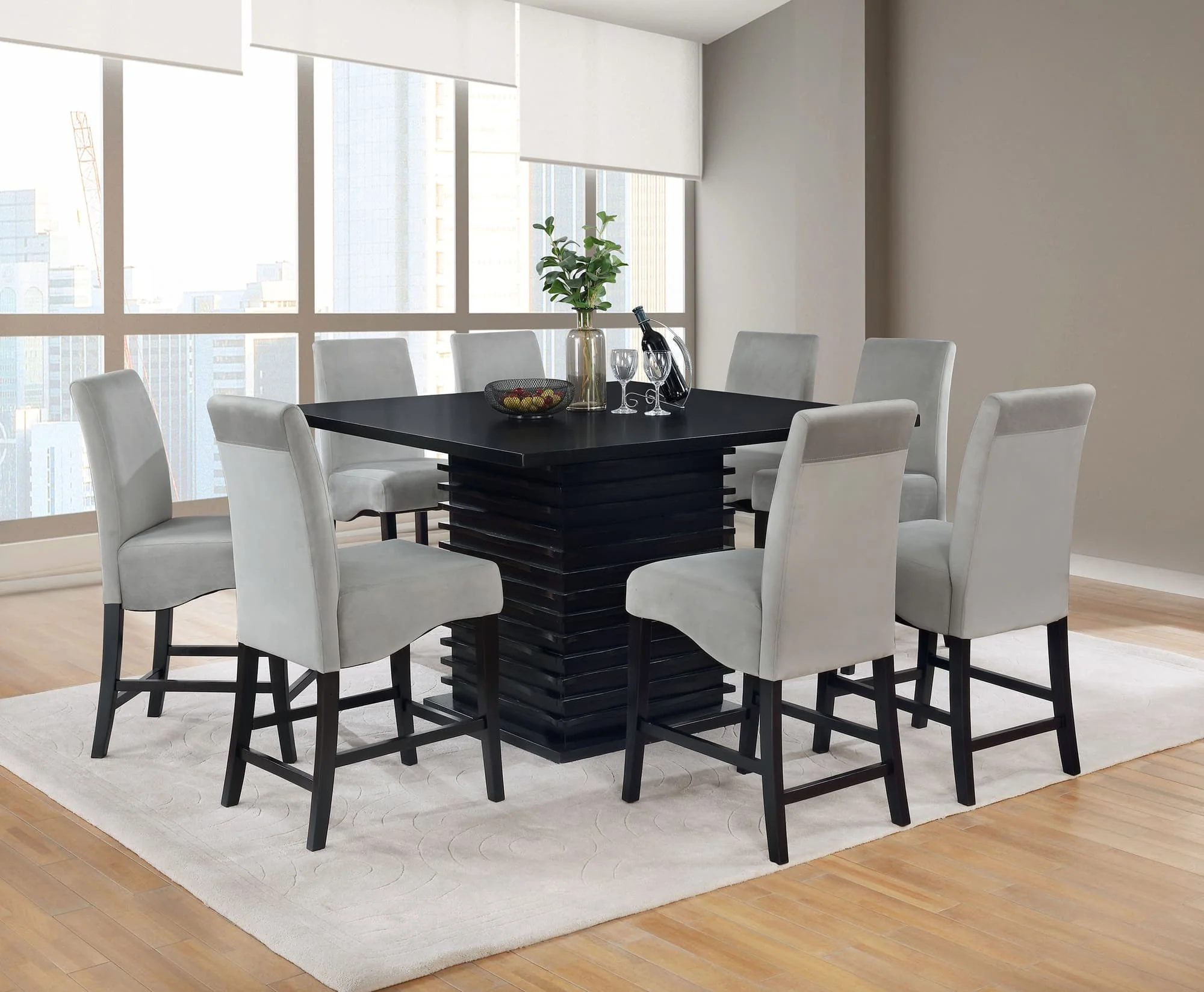 Stanton Black Gray Square Counter Height Set - Image 1
