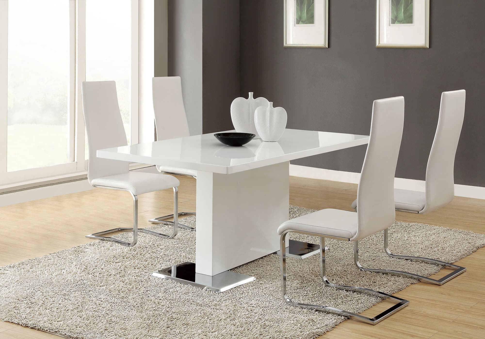 Anges White High Gloss White Dining Room Set - Image 1