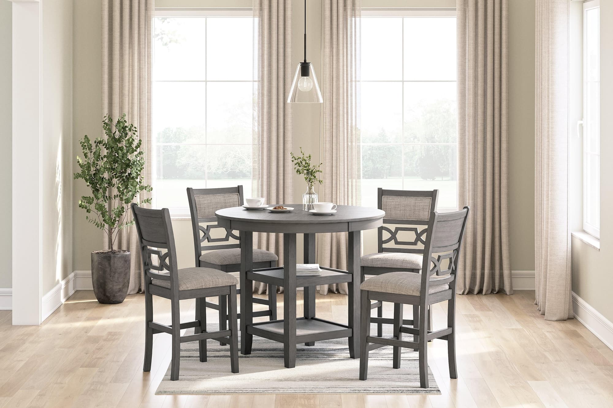Wrenning Gray Counter Height Dining Table And 4 Barstools (Set of 5) - Image 1