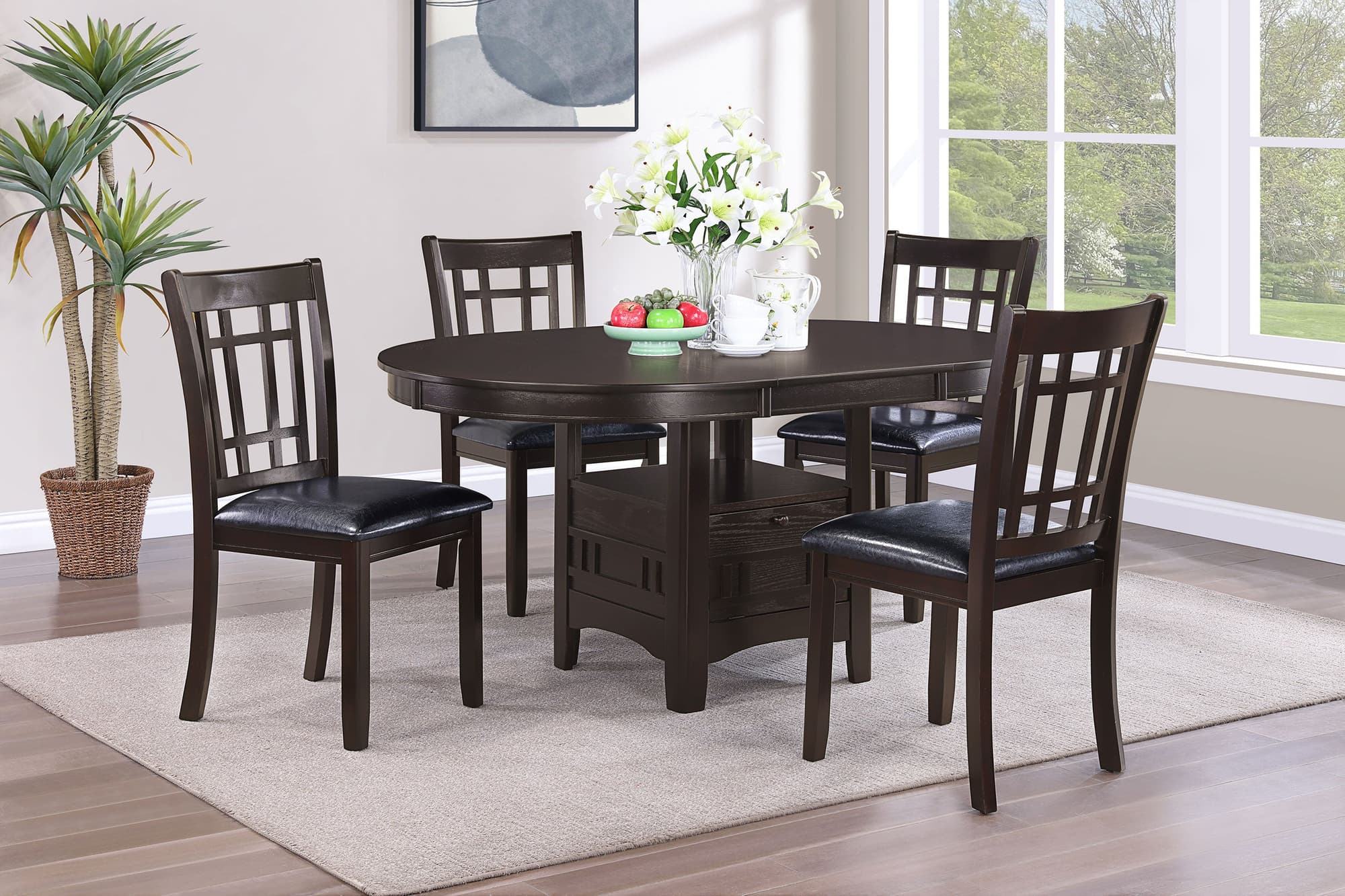 Lavon Espresso Oval Extension Leaf Dining Room Set - Image 1