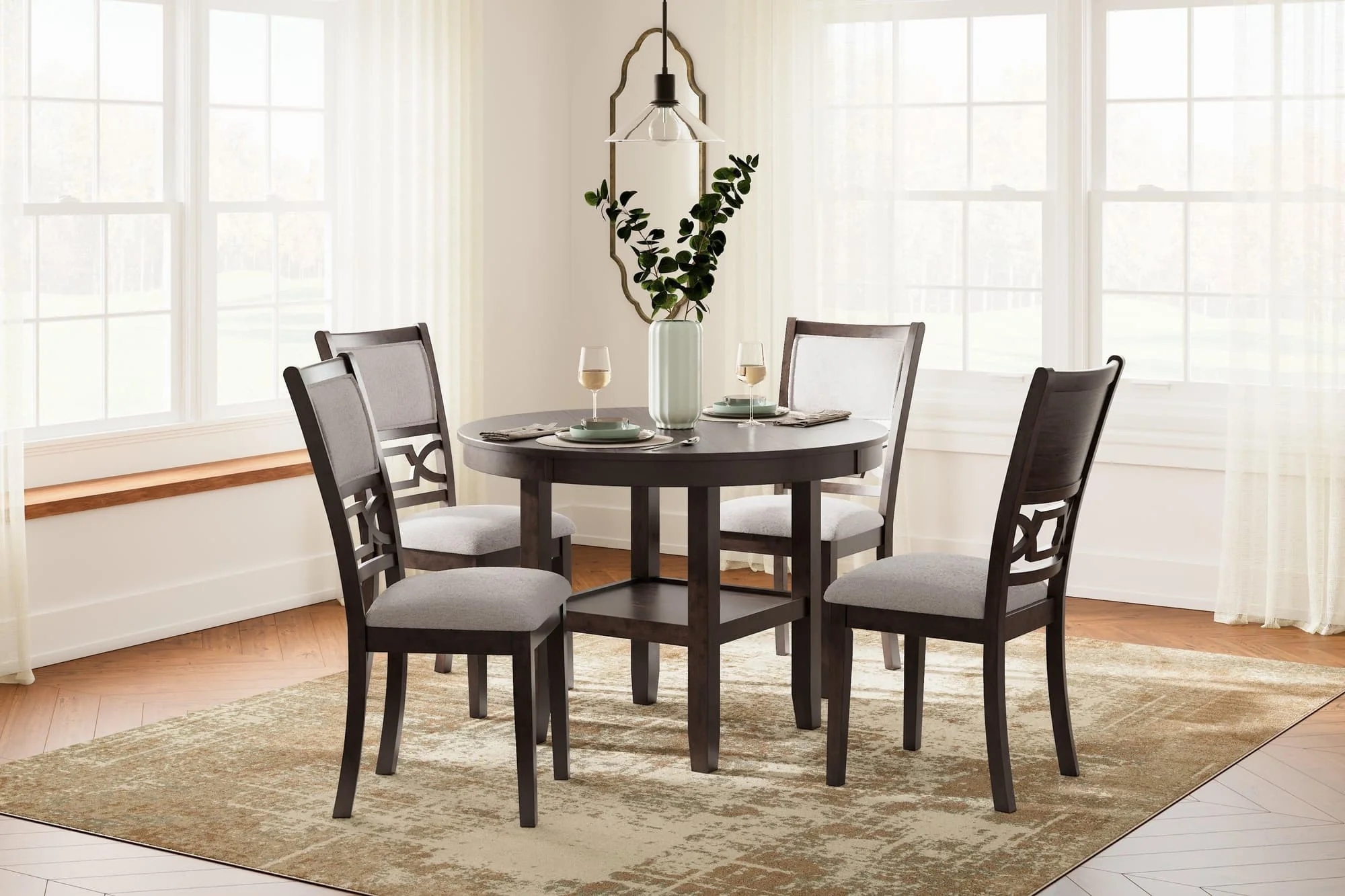 Langwest Brown Dining Table And 4 Chairs (Set of 5) - Image 1