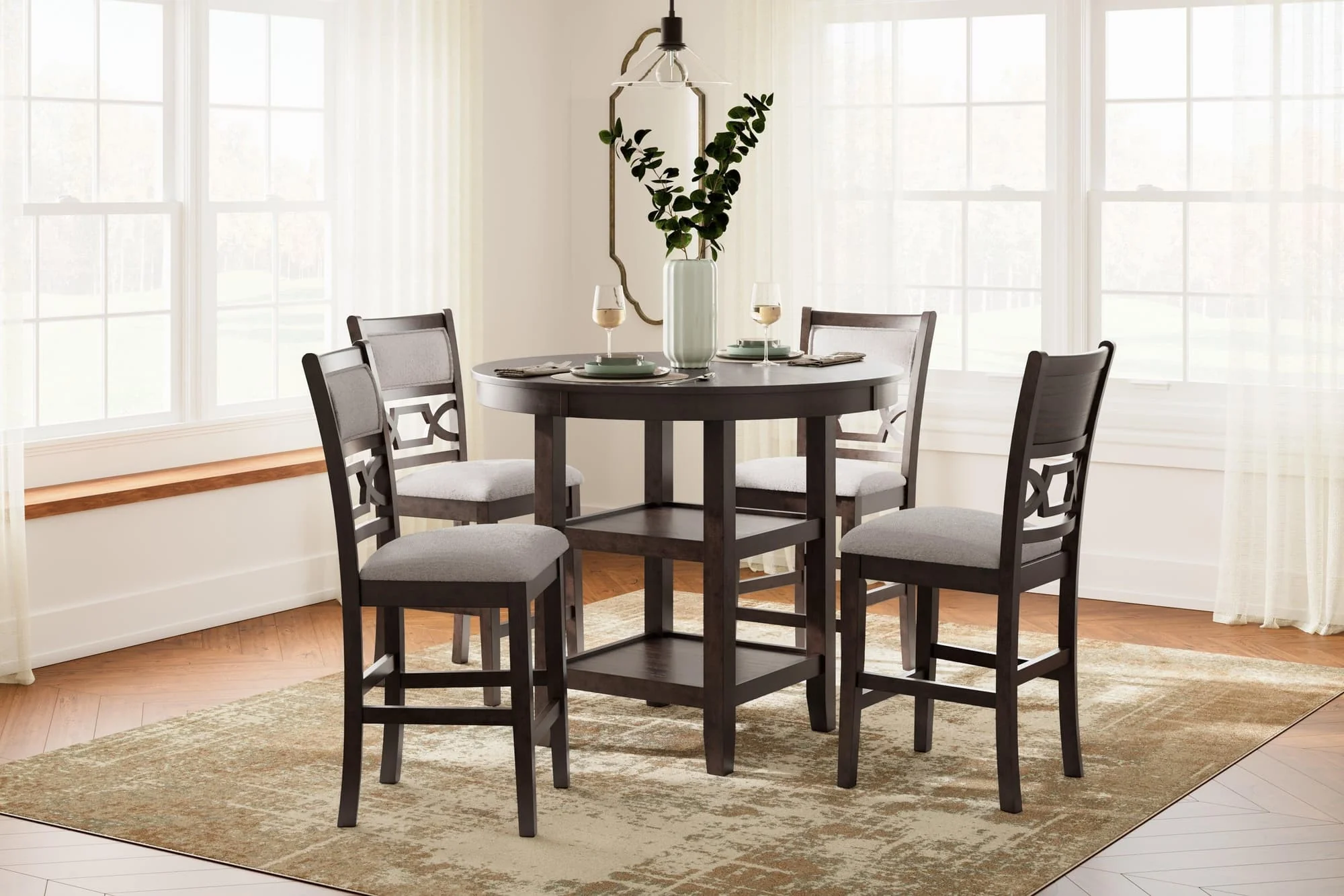 Langwest Brown Counter Height Dining Table And 4 Barstools (Set of 5) - Image 1