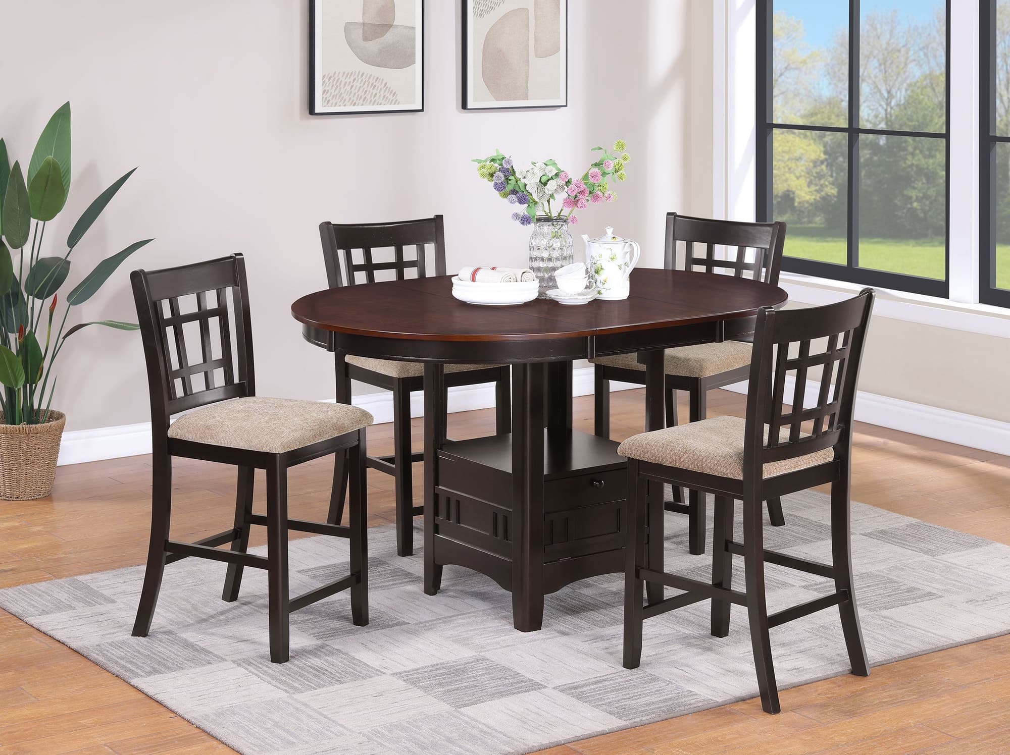 Lavon Chestnut Oval Counter Height Set - Image 1