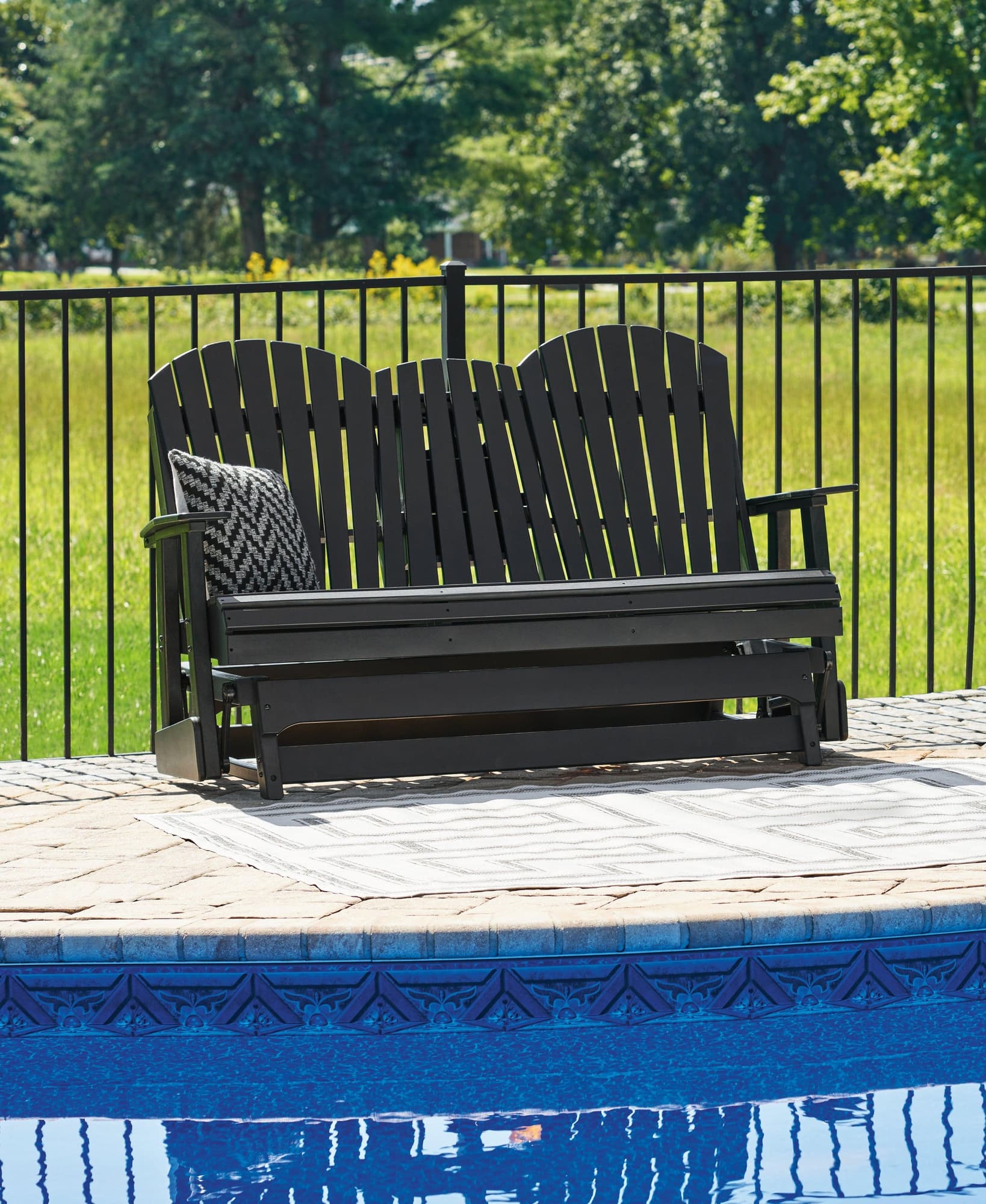 Hyland Wave Black Outdoor Glider Loveseat - Image 1