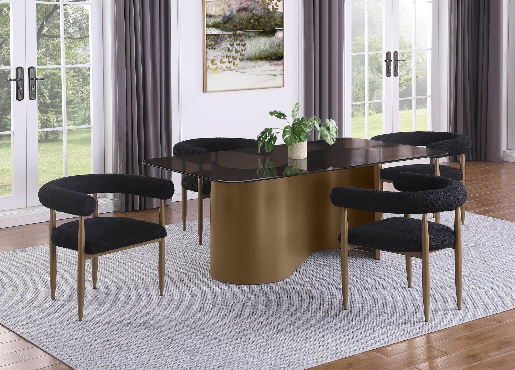 Edson Bronze Rectangular Glass Top Dining Room Set - Image 1