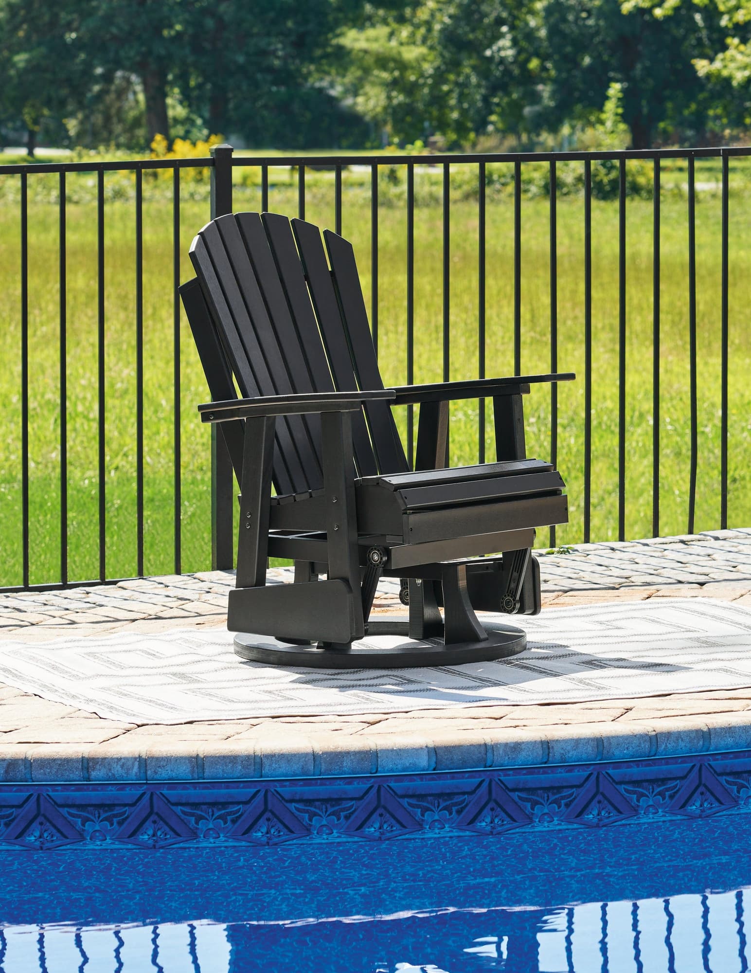 Hyland Wave Black Outdoor Swivel Glider Chair