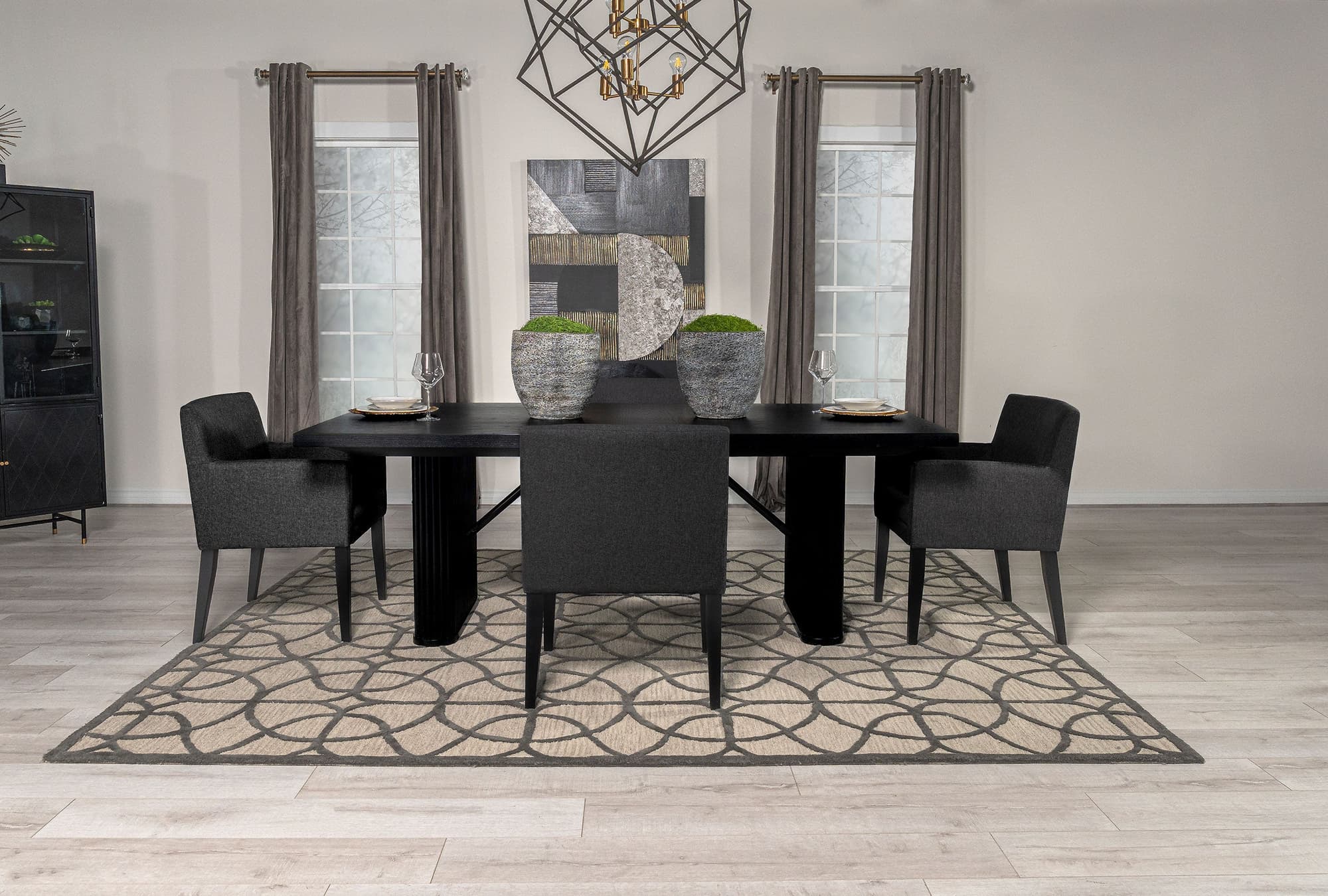 Catherine Black Rectangular Dining Room Set - Image 1