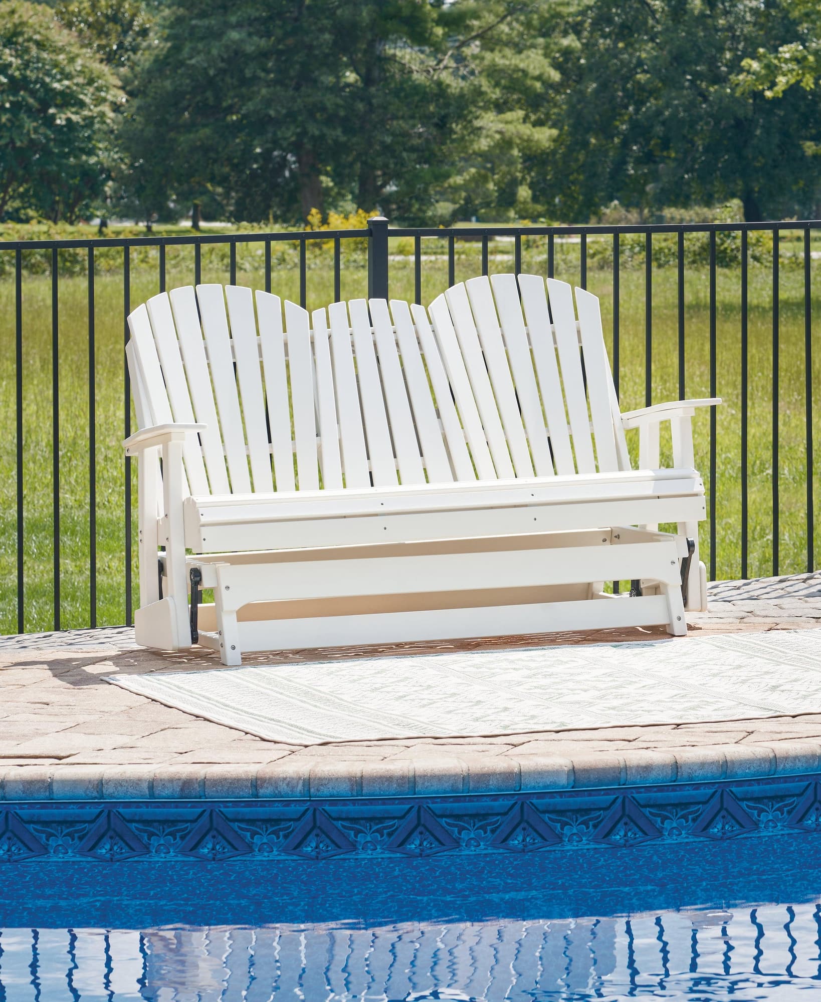 Hyland Wave White Outdoor Glider Loveseat - Image 1