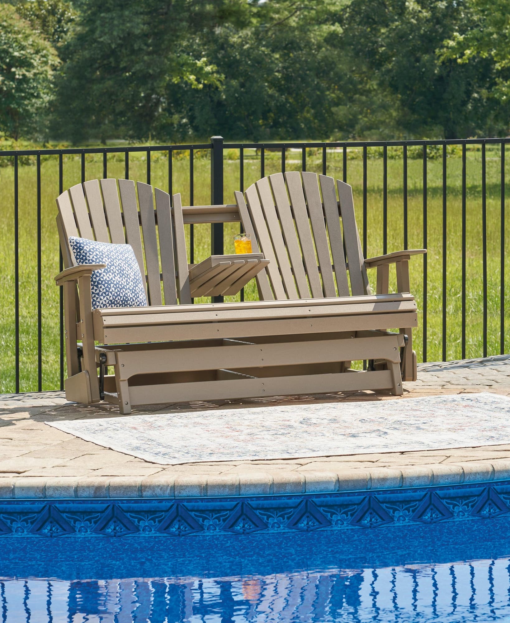 Hyland Wave Driftwood Outdoor Glider Loveseat