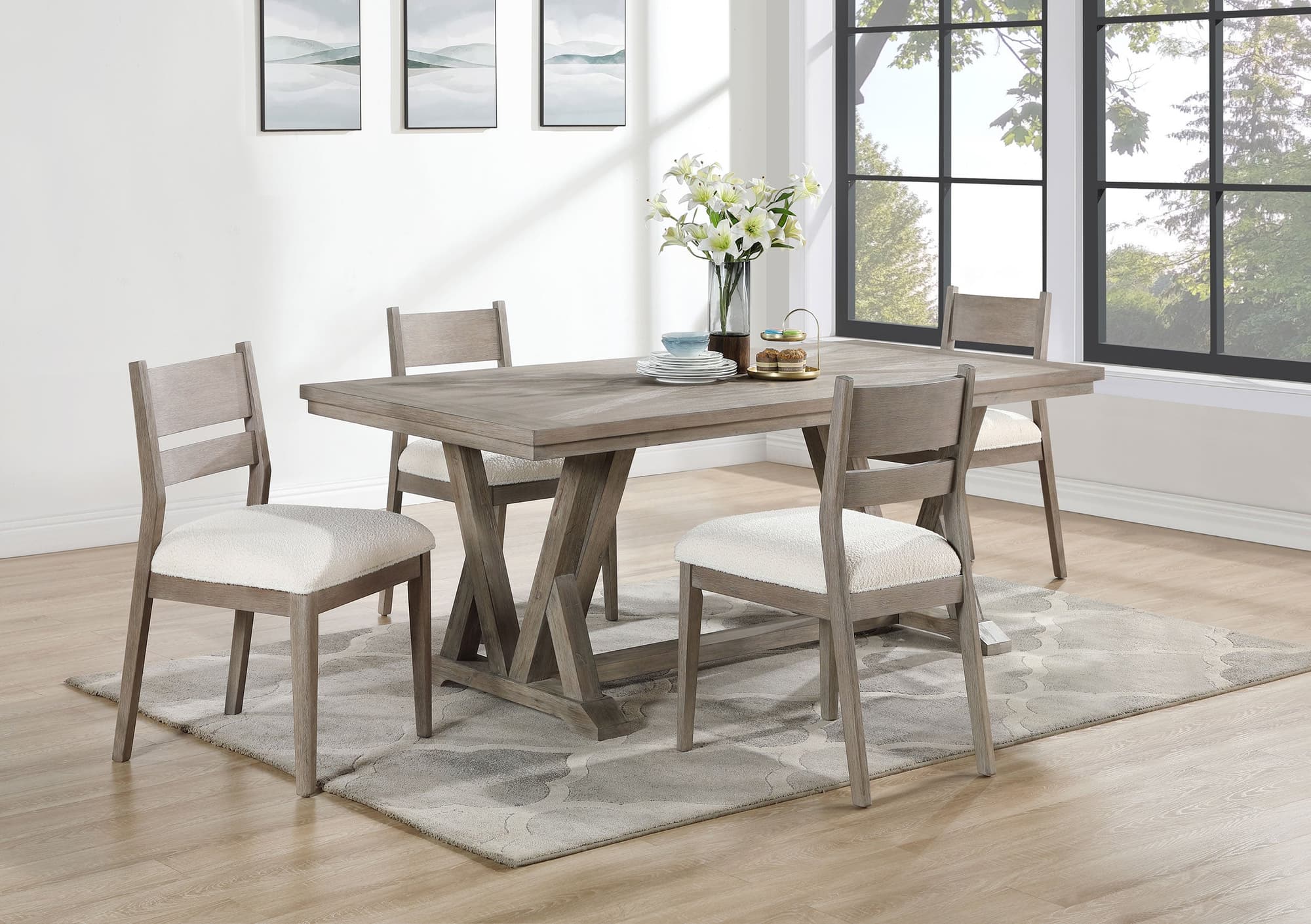 Cornelia Coastal Grey Rectangular Dining Room Set - Image 1