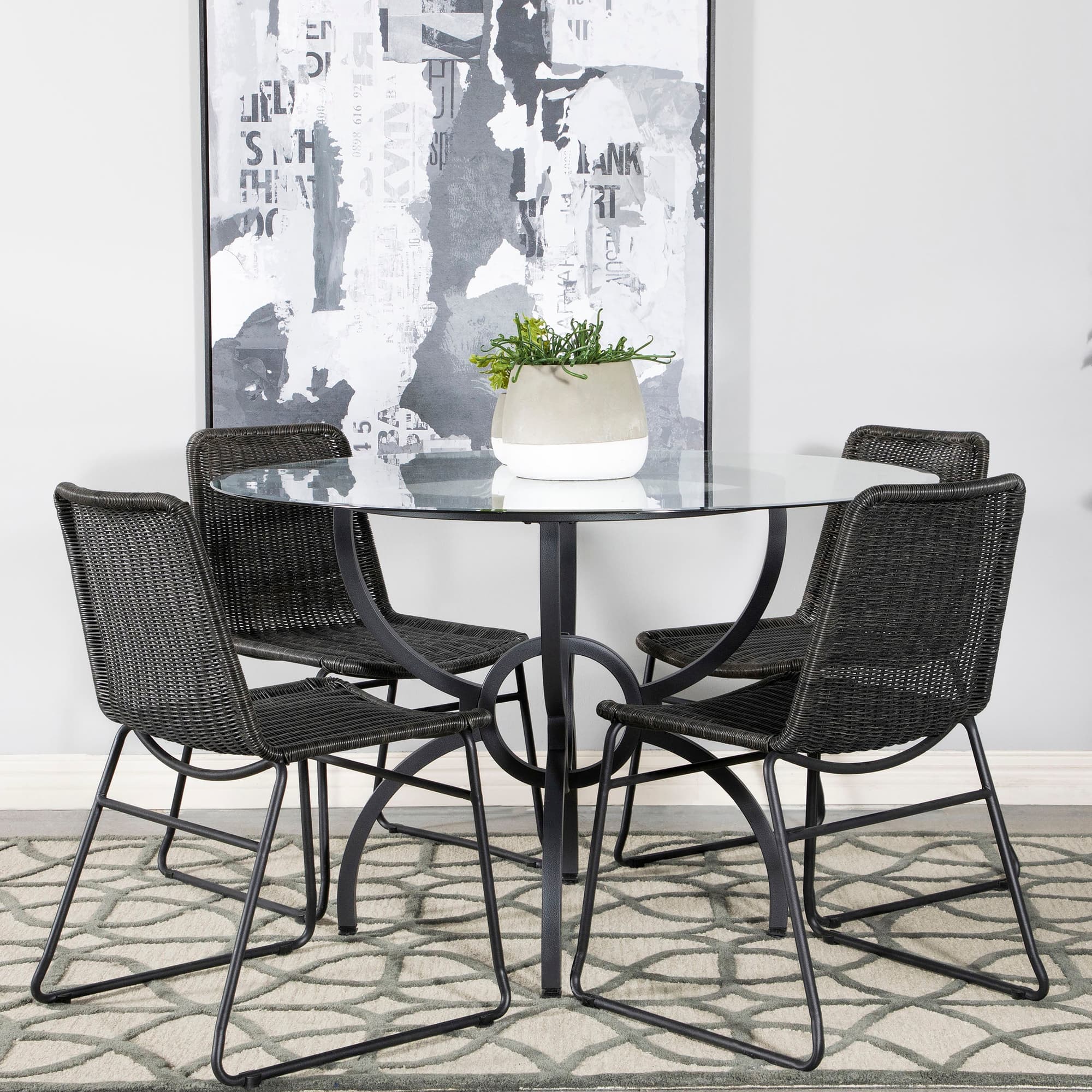 Aviano Gunmetal Round Glass Top Dining Room Set - Image 1