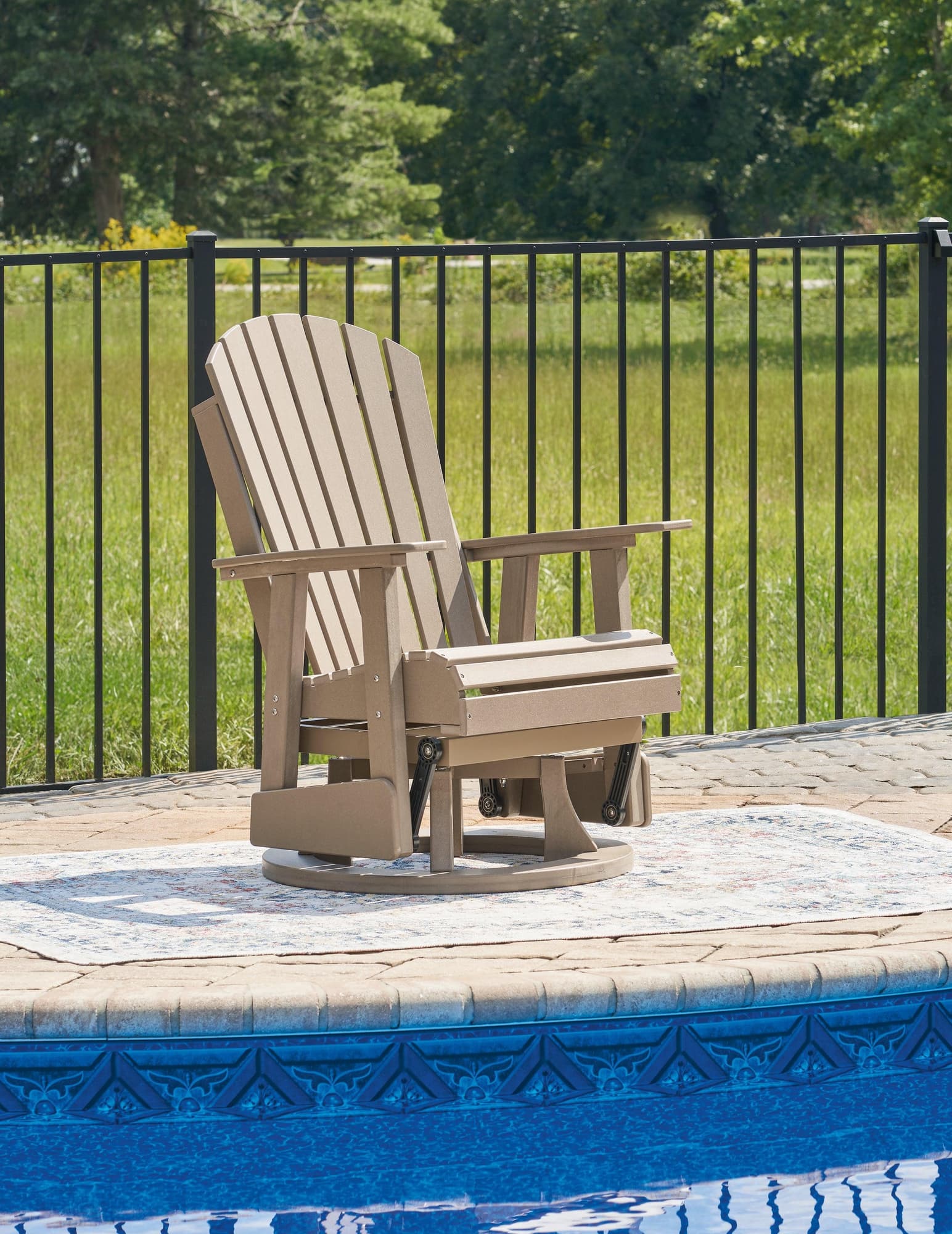 Hyland Wave Driftwood Outdoor Swivel Glider Chair