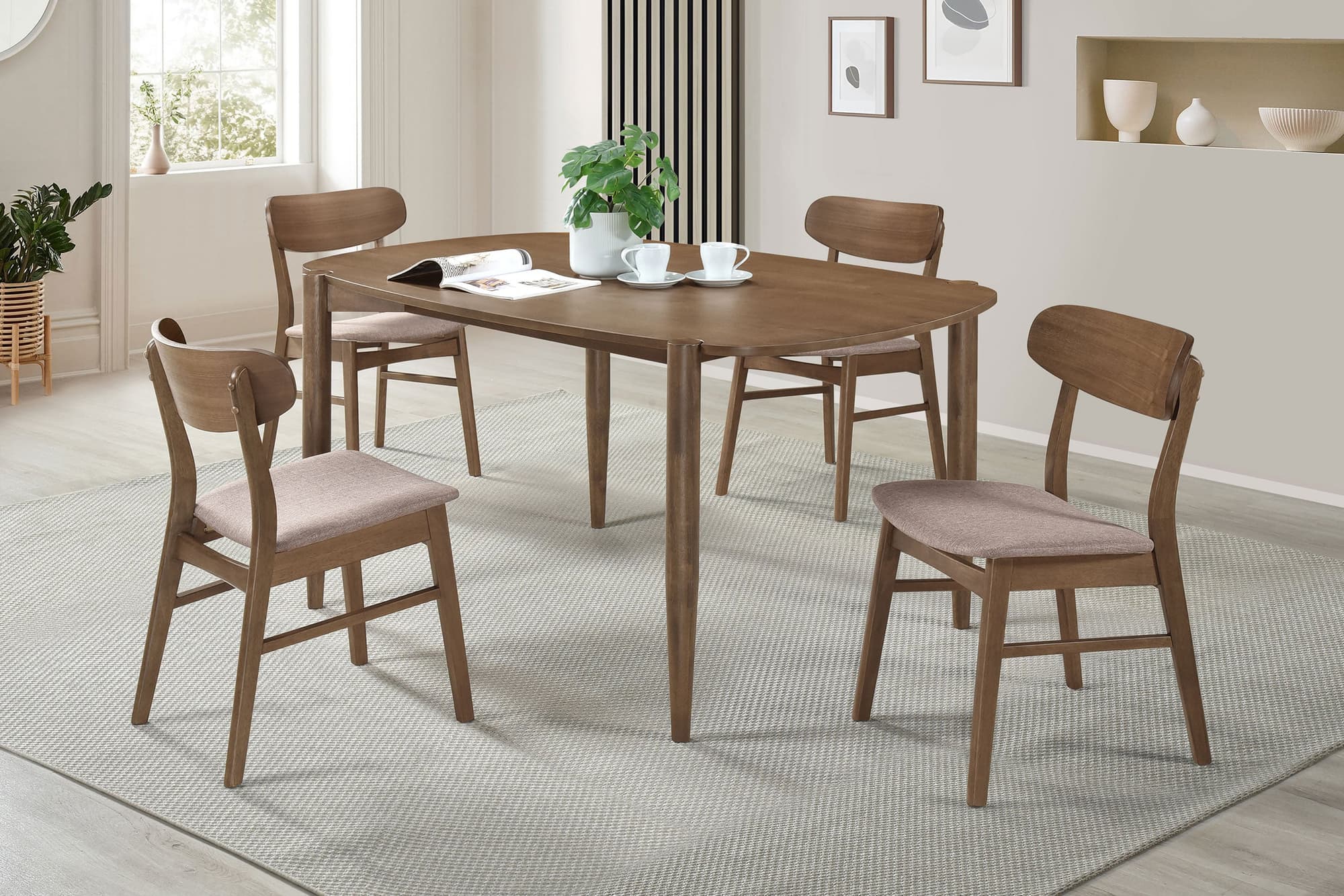 Dortch Walnut Oval Solid Wood Dining Room Set - Image 1