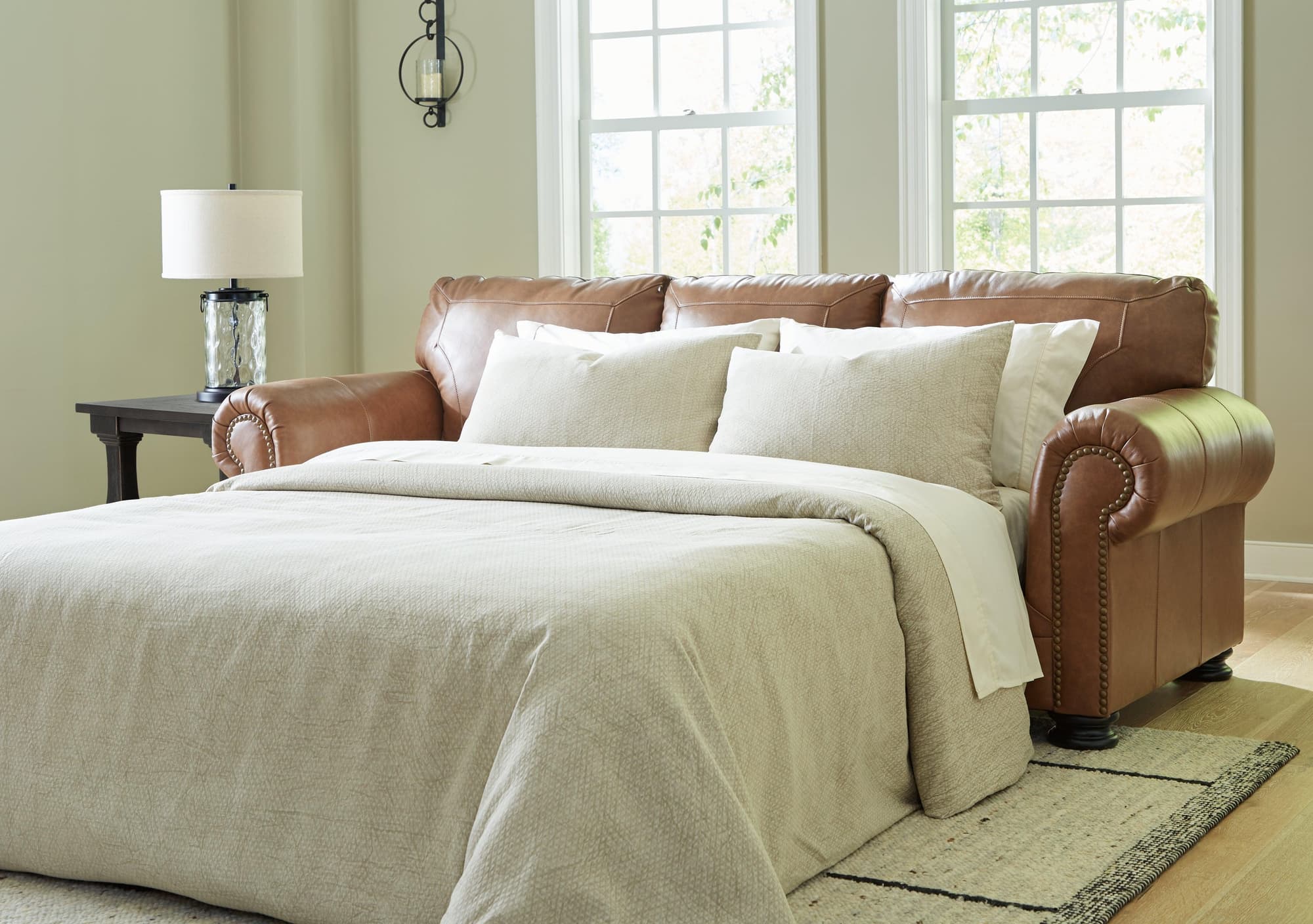Carianna Caramel Leather Queen Sofa Sleeper