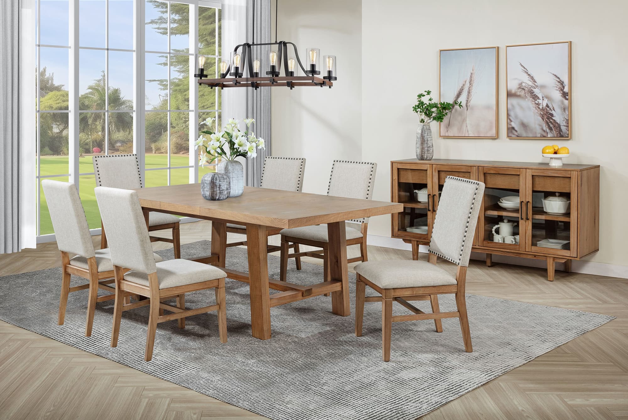 Middleton Brown Beige Extension Leaf Dining Room Set - Image 1