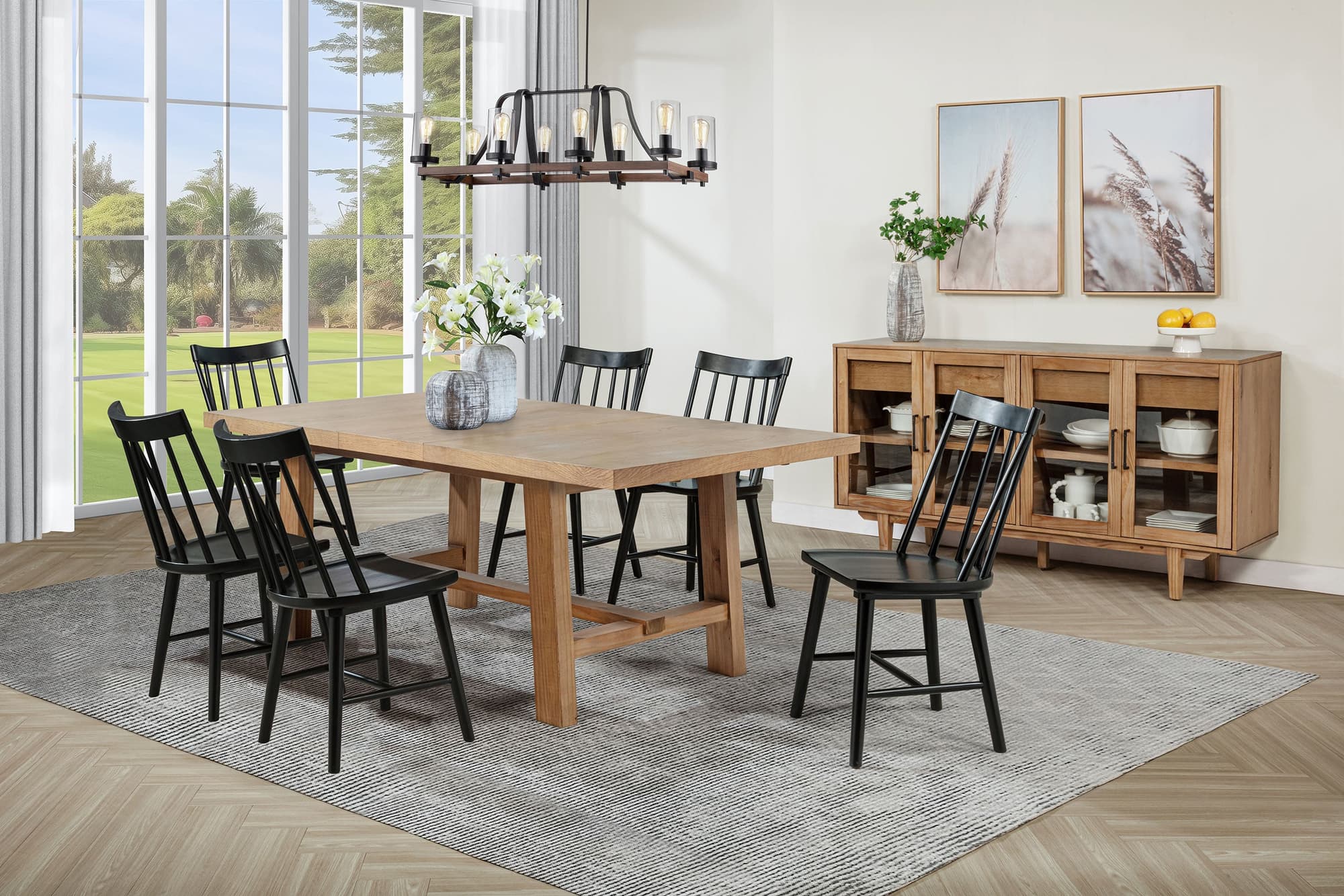 Middleton Brown Black Extension Leaf Dining Room Set - Image 1