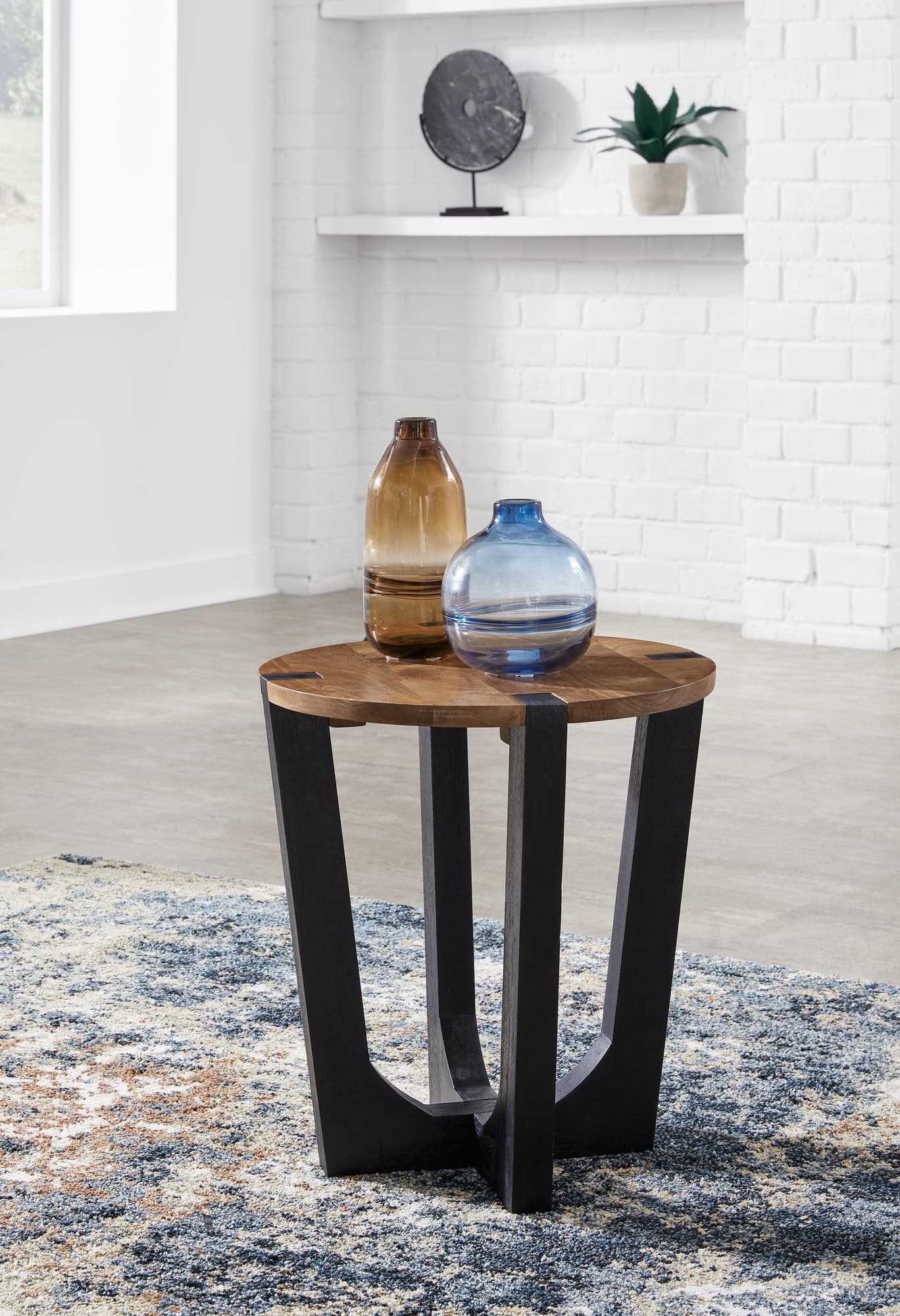 Hanneforth Brown Black End Table