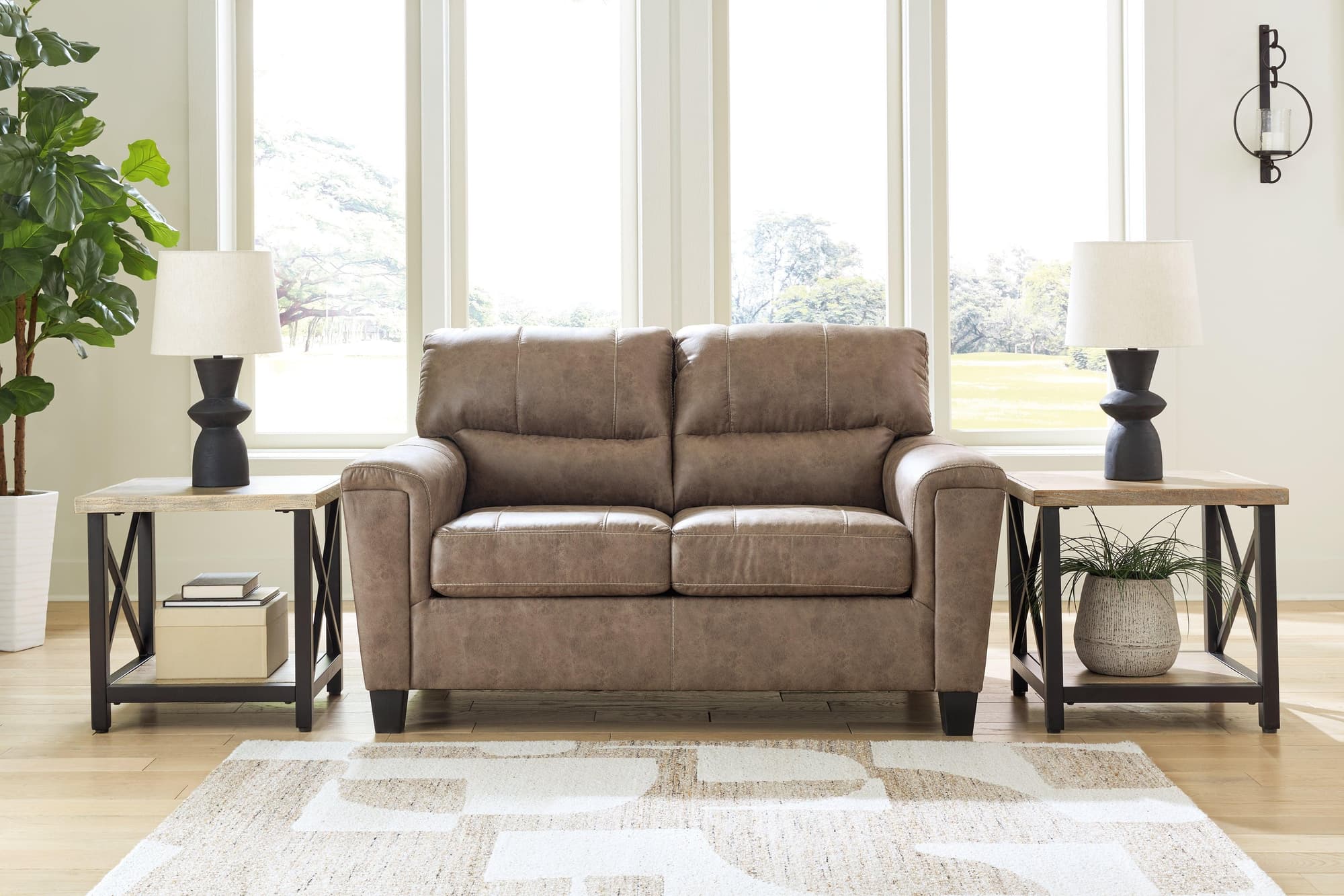 Navi Fossil Faux Leather Loveseat - Image 1
